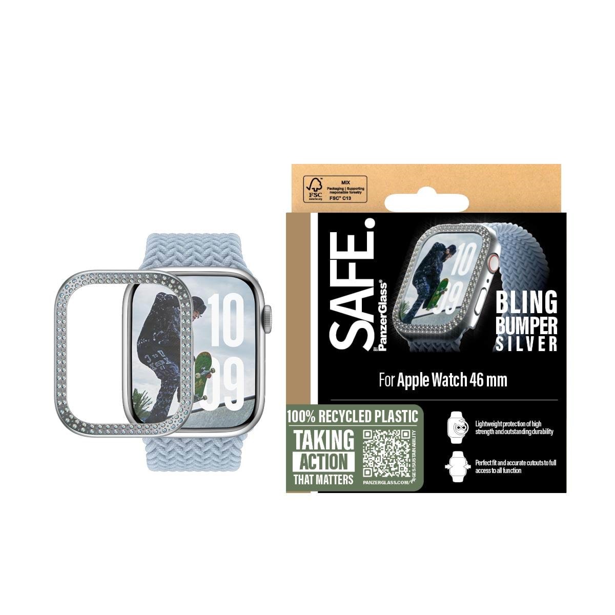 SAFE by PanzerGlass Bling Bumper Silver Apple Watch Series 10 | 46mm Smartwatch Tilbehør SAFE95910