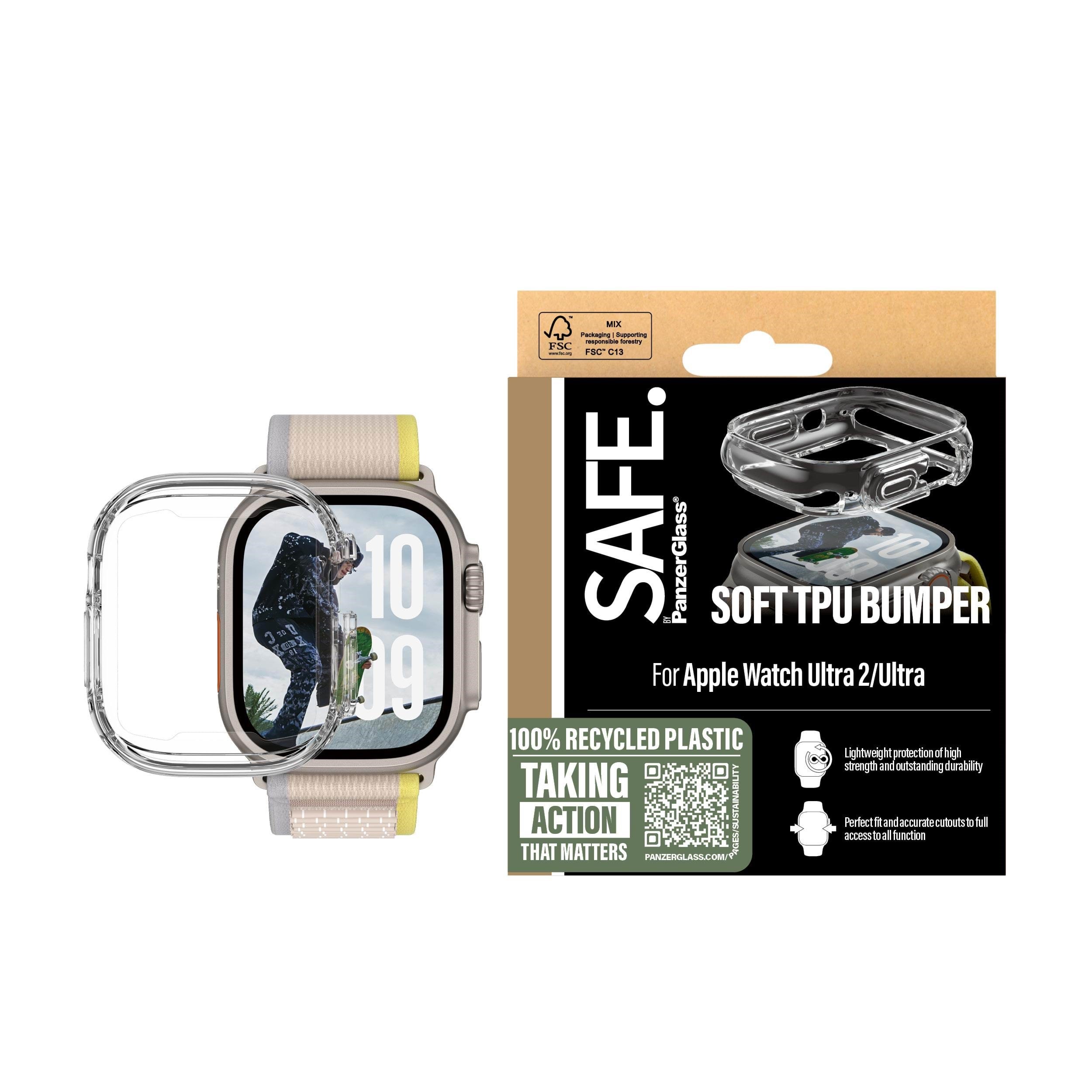 SAFE by PanzerGlass TPU Bumper Transparent Apple Watch Ultra 2 Smartwatch Tilbehør SAFE95908