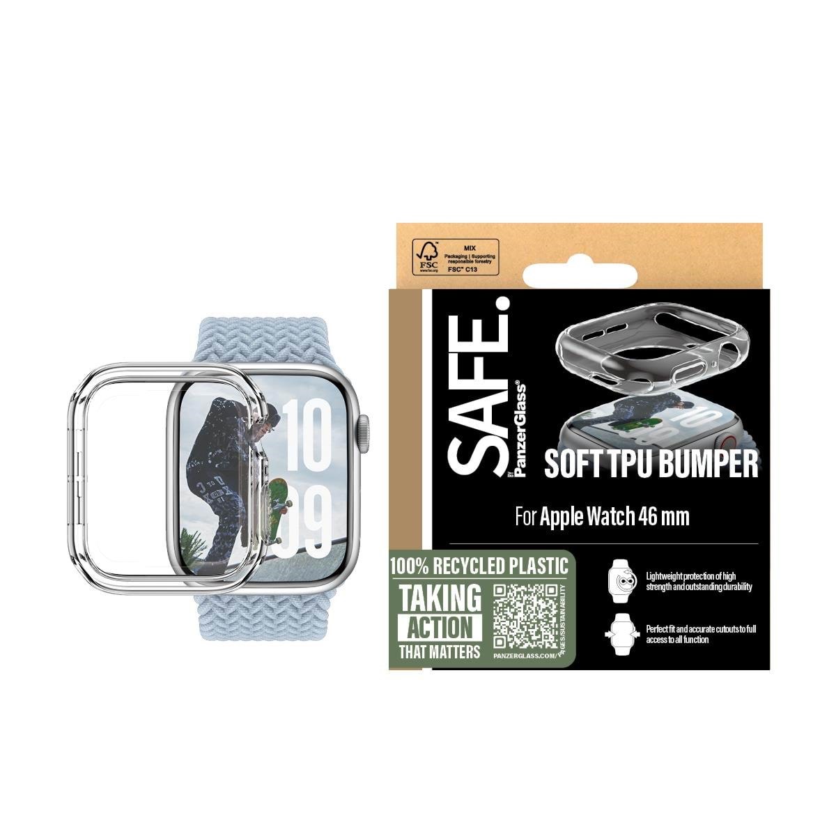 SAFE by PanzerGlass TPU Bumper Transparent Apple Watch Series 10 | 46mm