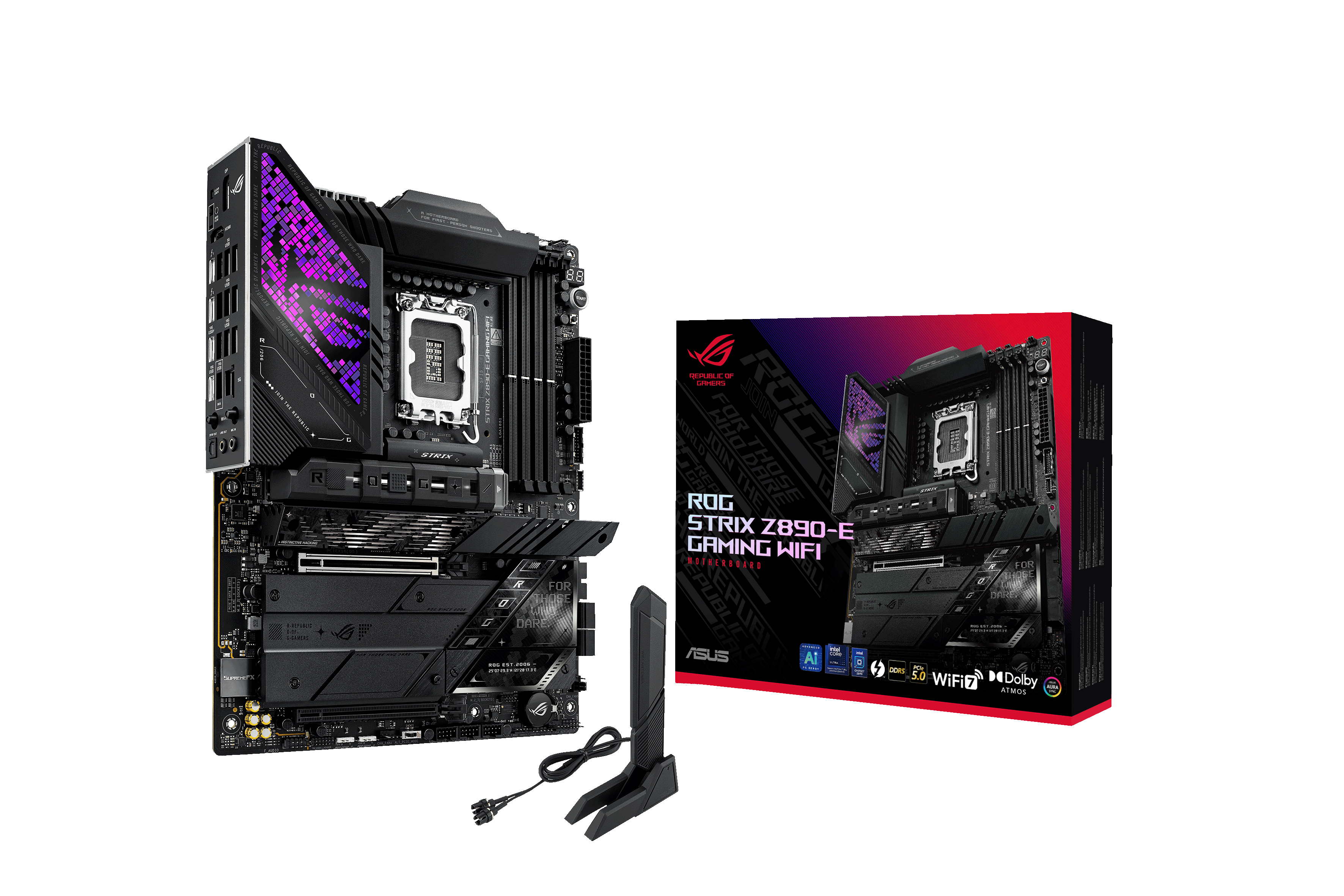 ASUS ROG STRIX Z890-E GAMING WIFI Bundkort - Intel Z890 - Intel LGA1851 - DDR5 RAM - ATX