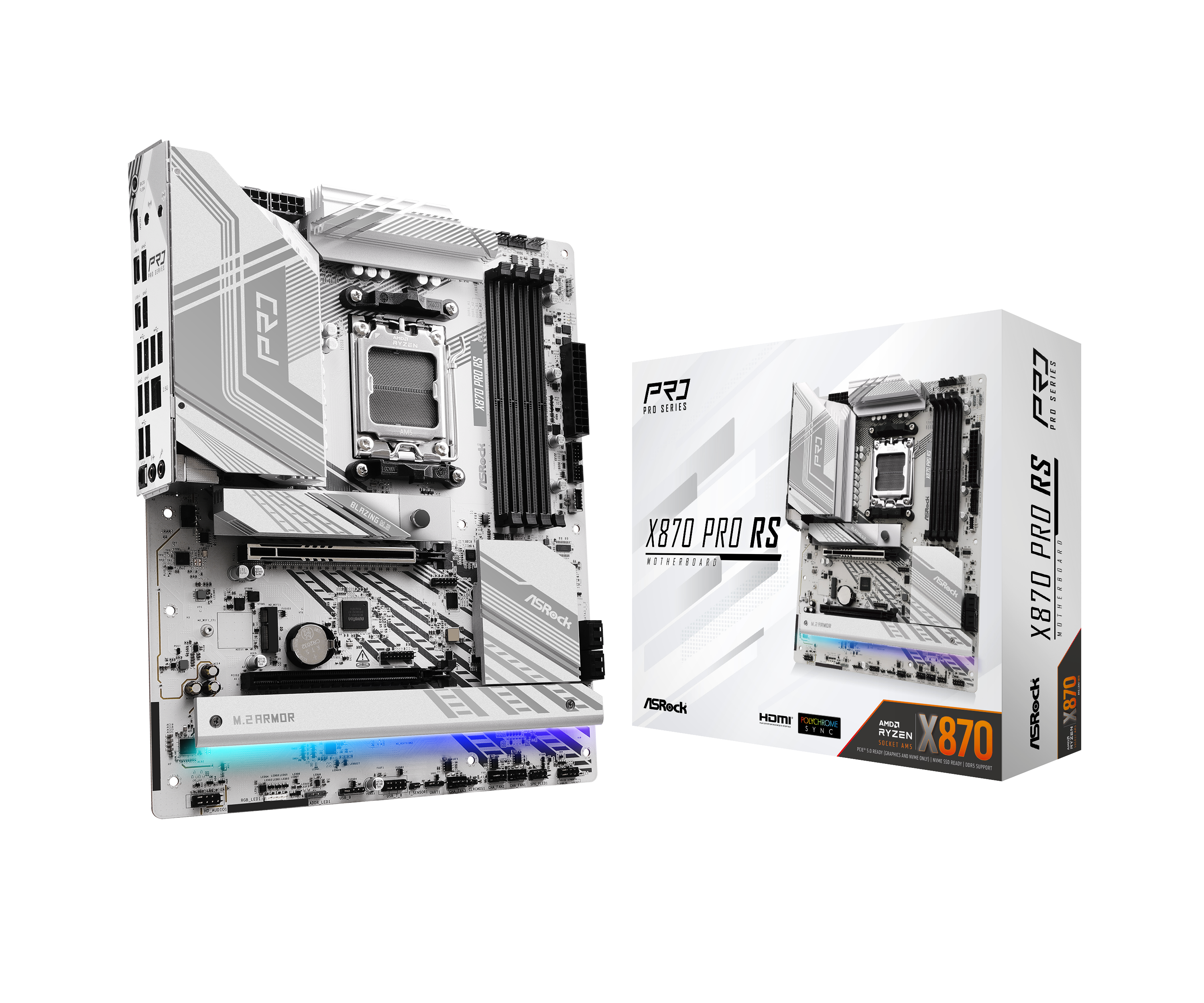 ASRock X870 PRO RS Bundkort - AMD X870 - AMD AM5 - DDR5 RAM - ATX Bundkort 90-MXBPZ0-A0UAYZ