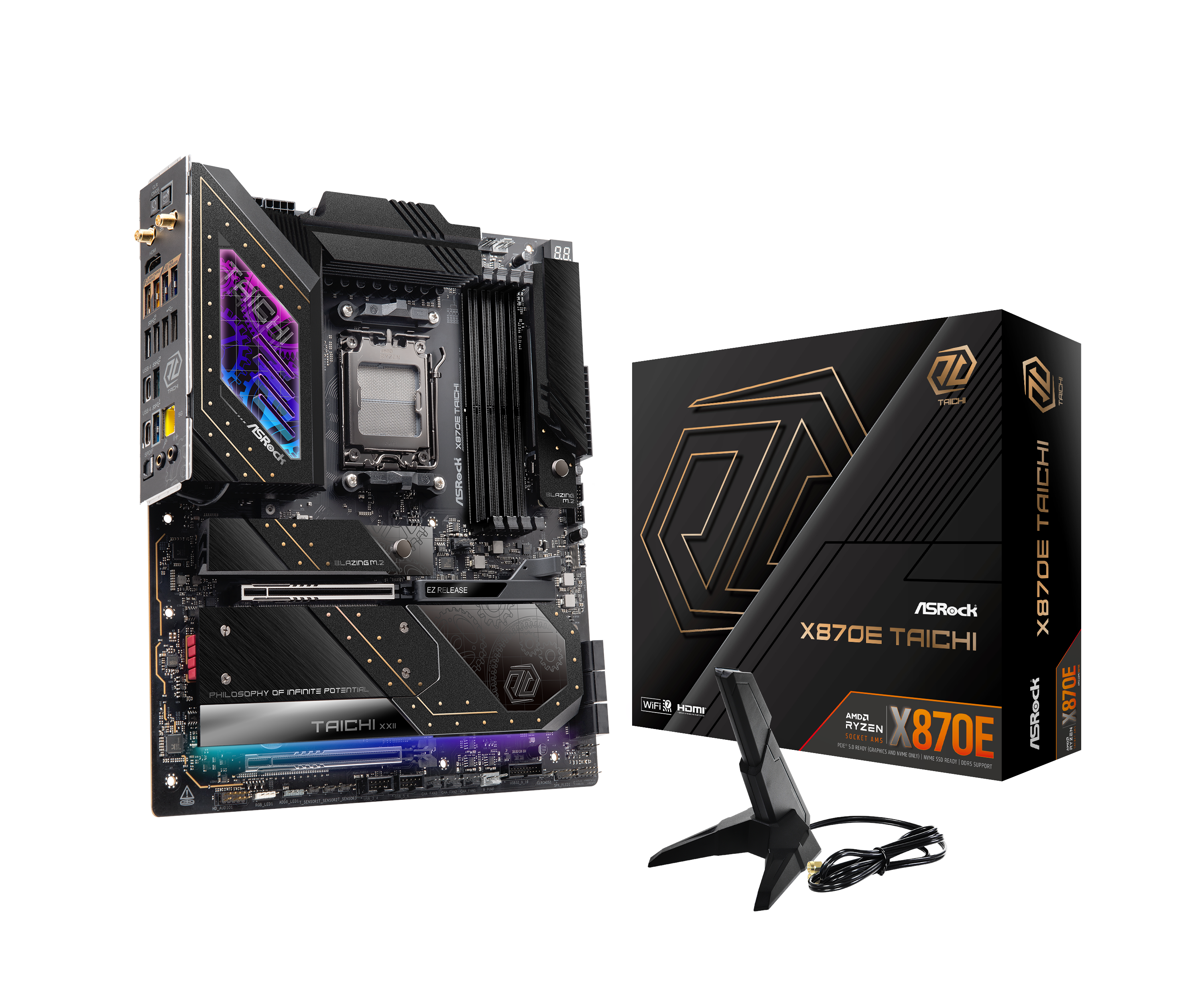 ASRock X870E TAICHI Bundkort - AMD X870E - AMD AM5 - DDR5 RAM - Extended ATX
