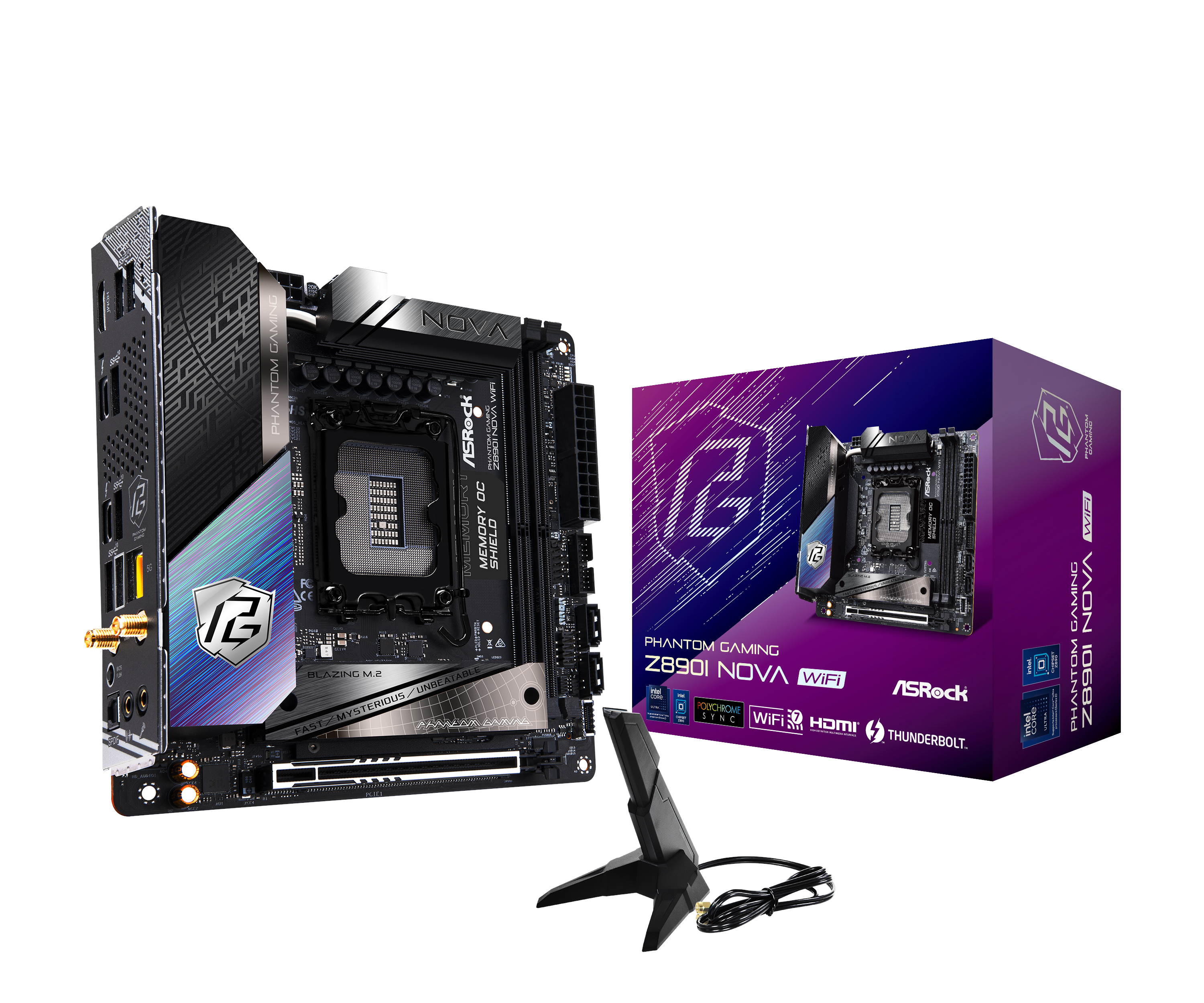 ASRock Z890I NOVA WIFI Bundkort - Intel Z890 - Intel LGA1851 - DDR5 RAM - Mini-ITX Bundkort 90-MXBPN0-A0UAYZ