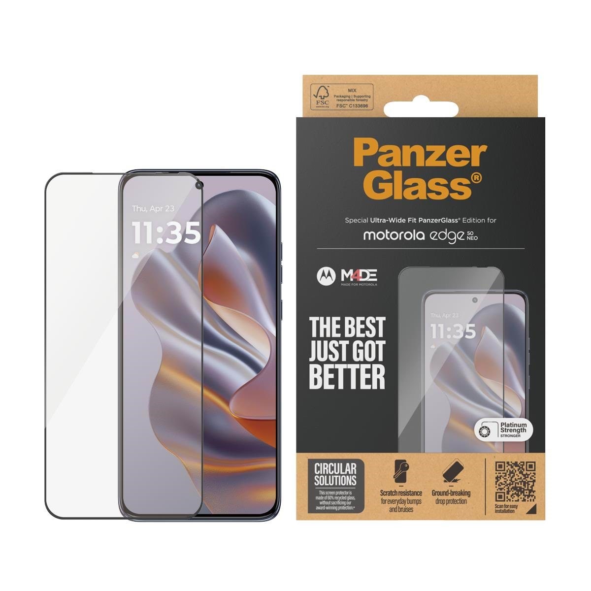 PanzerGlass Screen Protector Motorola Edge 50 Neo | Ultra-Wide Fit Beskyttelsesglas PANZER6595