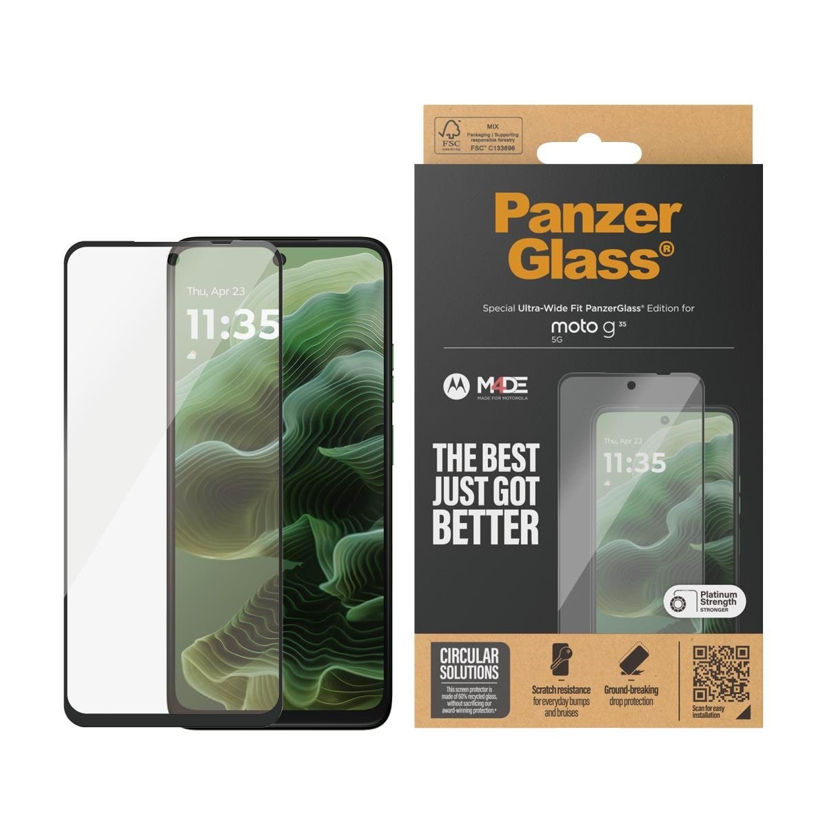 PanzerGlass Screen Protector Motorola Moto G35 5G | Ultra-Wide Fit Beskyttelsesglas PANZER6596
