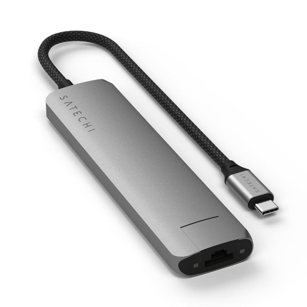 Satechi 7-in-1 USB-C Slim Multiport Adapter with Ethernet - Space Grey Docking Station ST-P7SM