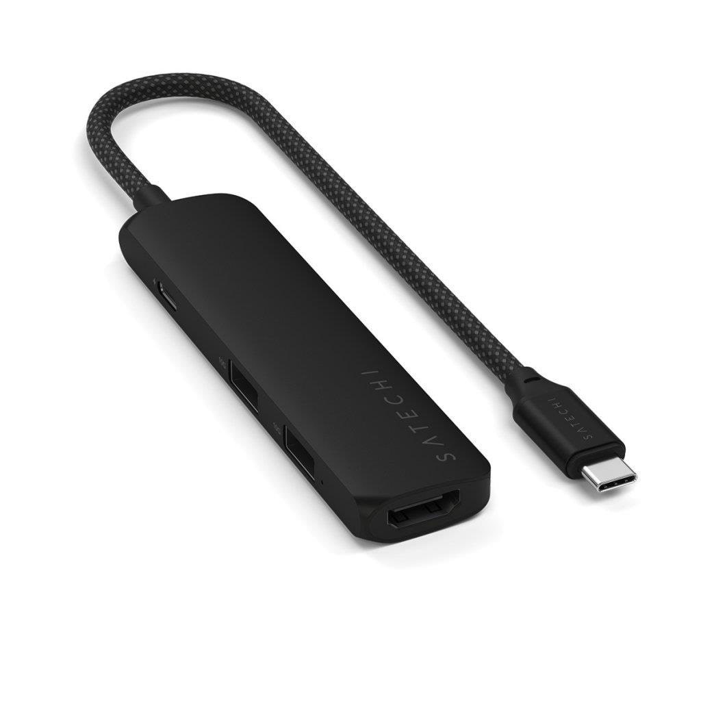 Satechi 4-in-1 USB-C Slim Multiport Adapter 4K - Black Docking Station ST-P4SK