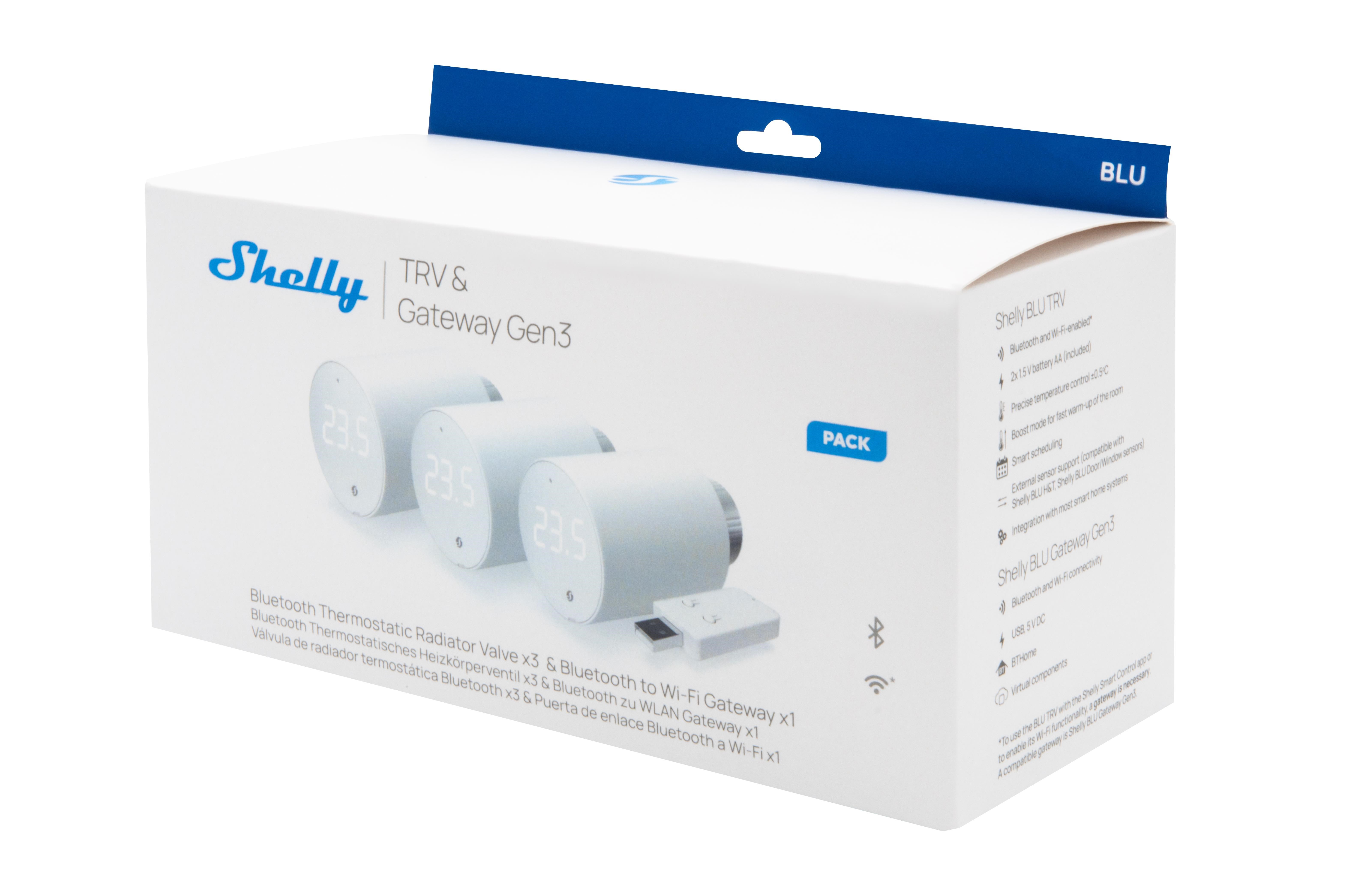 Shelly BLU TRV 3-Pack + BLU Gateway Gen3 Smart Home Shelly-BLU-TRV-3PC