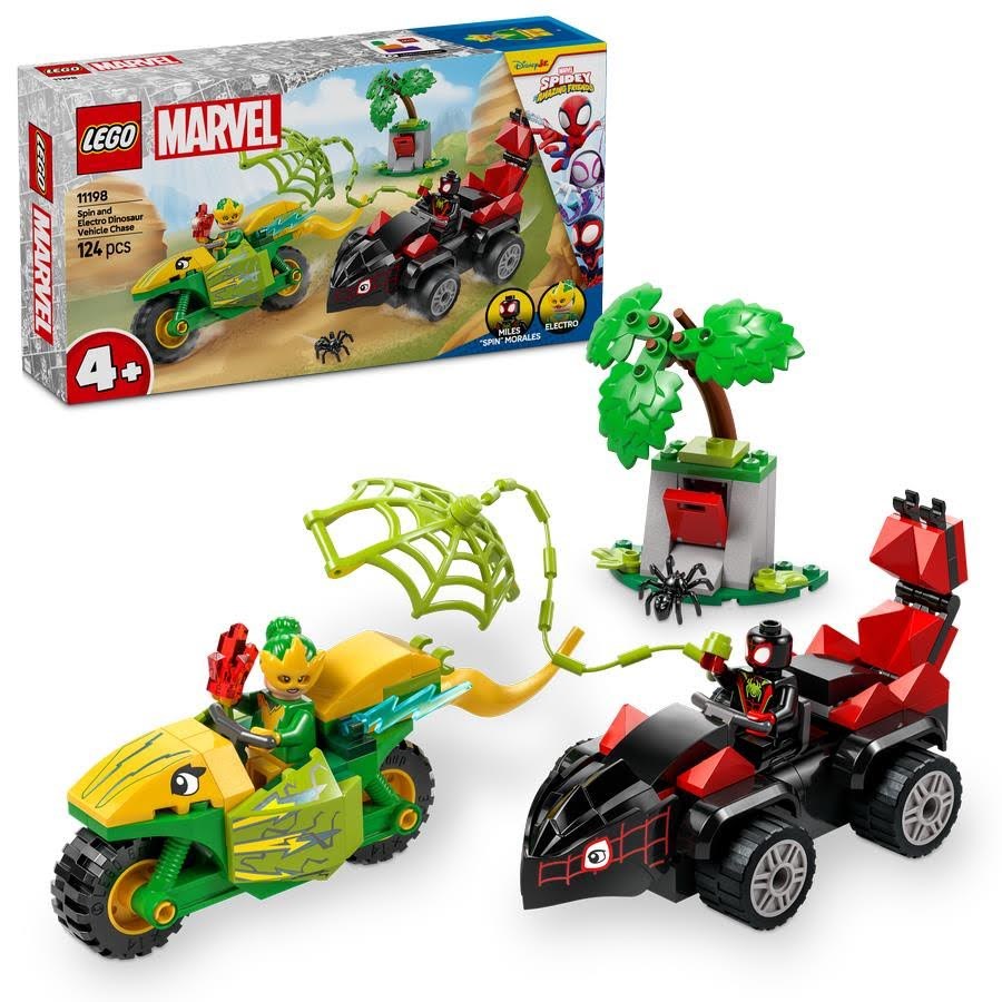 LEGO Spidey 11198 Spin og Electros jagt i dinosaurkøretøjer legetøj 4+ år