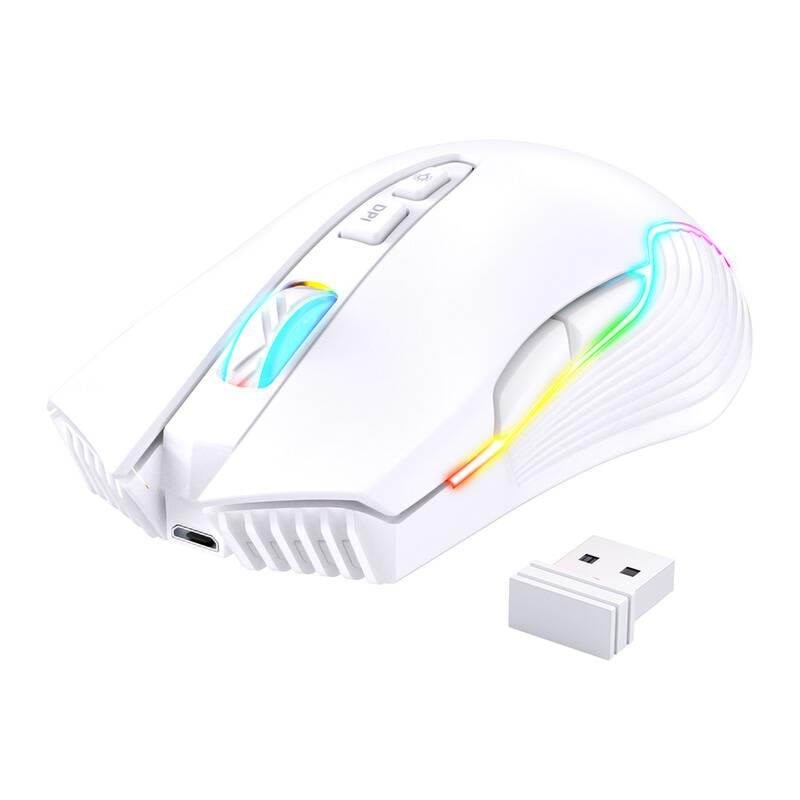 ONIKUMA CW905 Wireless - Gaming Mus - Optisk - 7 knapper - Hvid med RGB-LED lys Mus CW905W Wireless