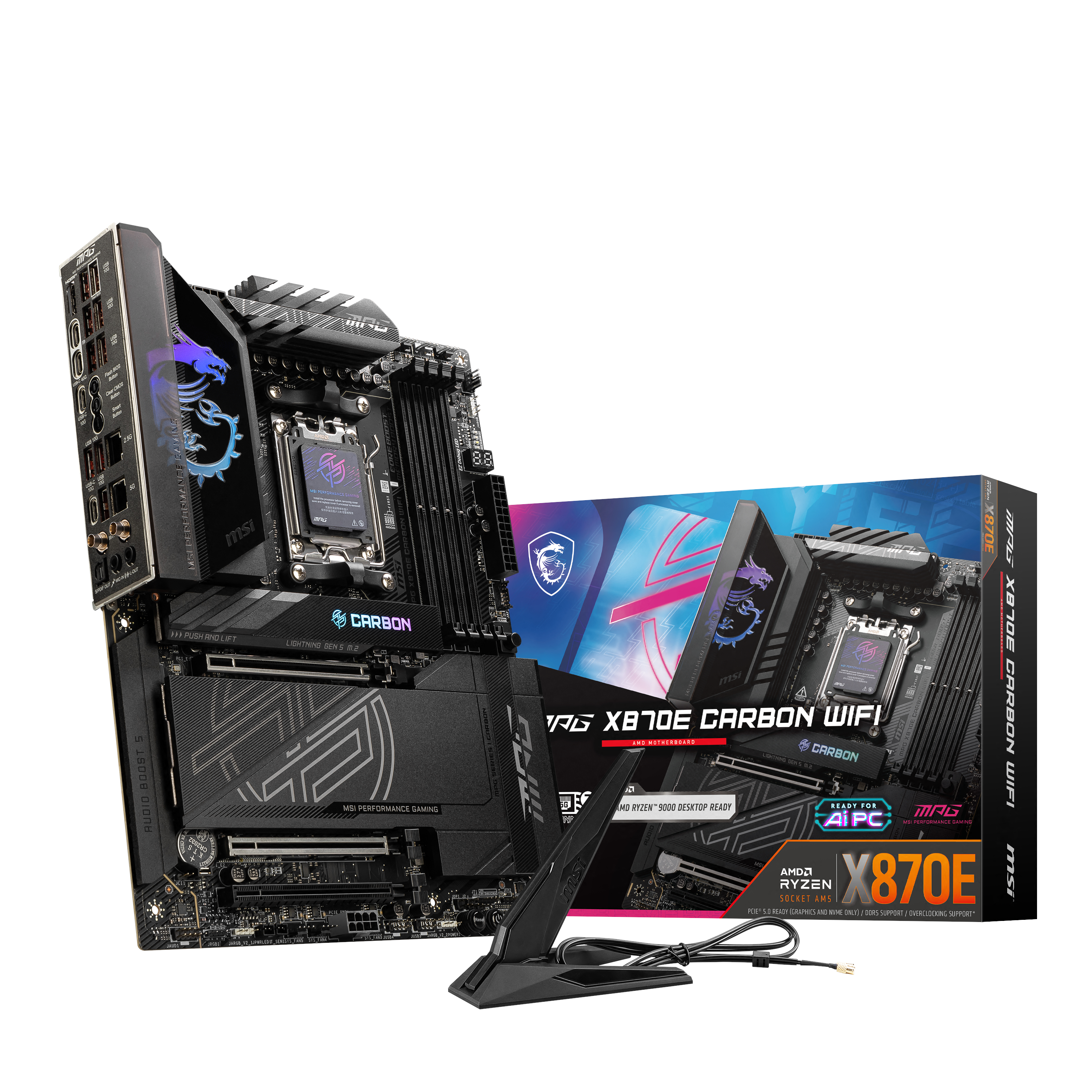 MSI MPG X870E CARBON WIFI Bundkort - AMD X870E - AMD AM5 - DDR5 RAM - ATX Bundkort