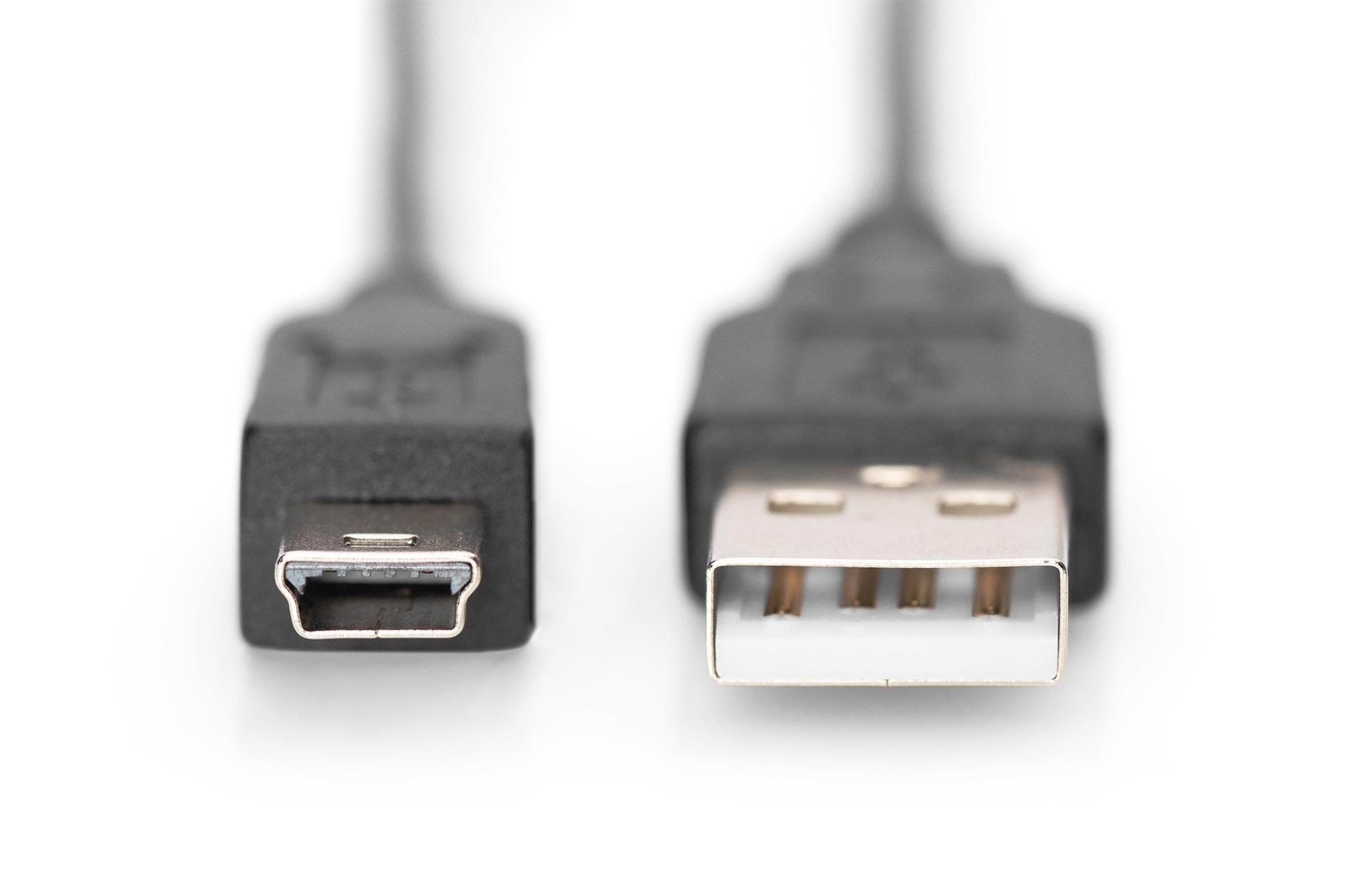 DIGITUS USB Type-A to USB Type-Mini-B - 3m Usb Kabel Sort AK-300130-030-S