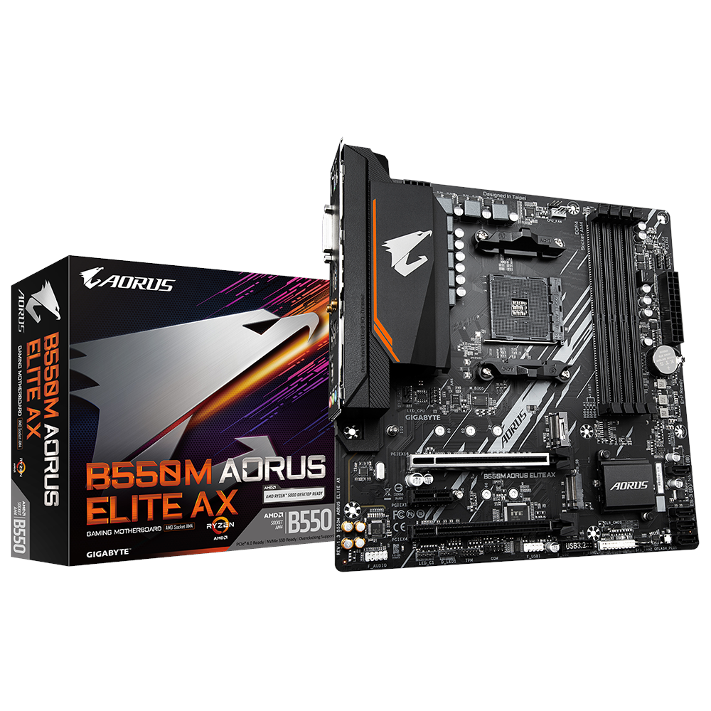 GIGABYTE B550M AORUS ELITE AX Bundkort - AMD B550 - AMD AM4 - DDR4 RAM - Micro-ATX
