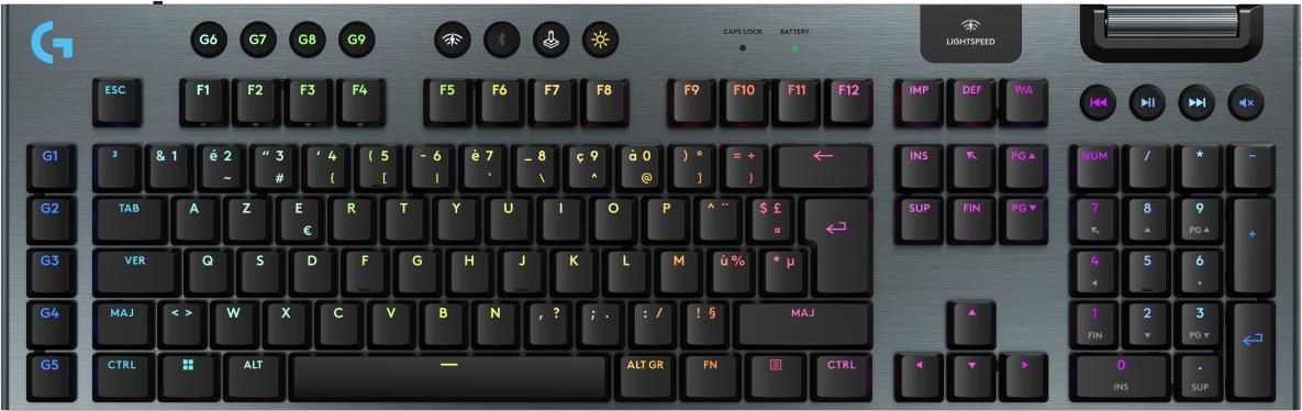 Logitech G915 X LIGHTSPEED - Tactile - 100% - Gaming Tastatur - Fransk - Sort