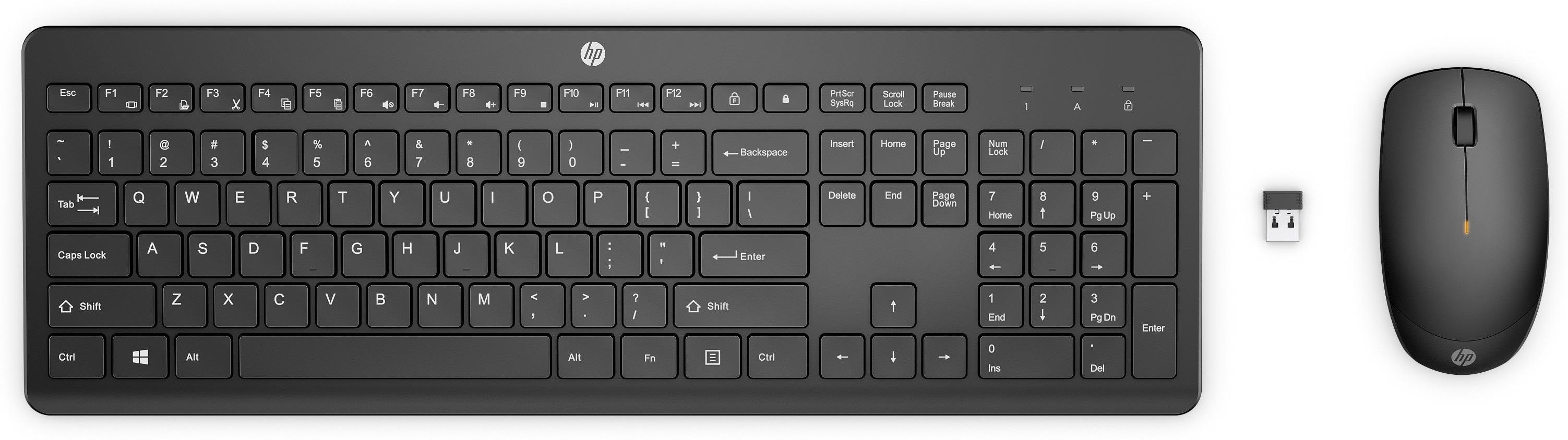 HP 235 Wireless - Tastatur & Mus sæt - Dansk - Sort Tastatur 1Y4D0UT#UUW