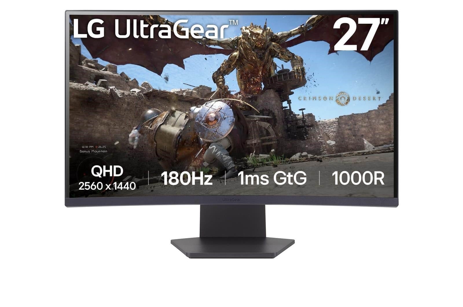 27" LG UltraGear 27GS60QC-B - 2560x1440 (QHD) - 180Hz - VA Computerskærm Grey 27GS60QC-B.AEUQ