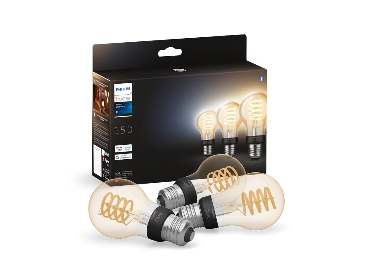 Philips Hue White Ambiance Filament A60 E27 Standard, 3-pakke Smart Home 929002477504