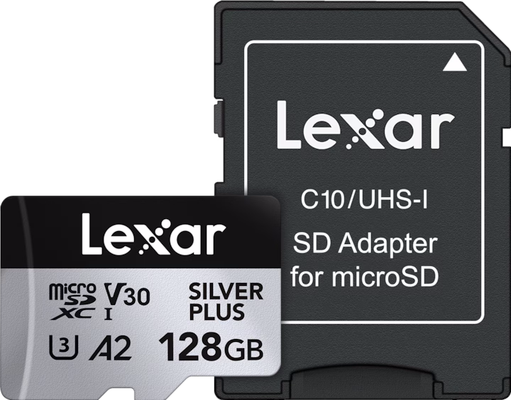 Lexar Professional Silver Plus MicroSD/SD - 205MB/s - 128GB Hukommelseskort LMSSIPL128G-BNANG
