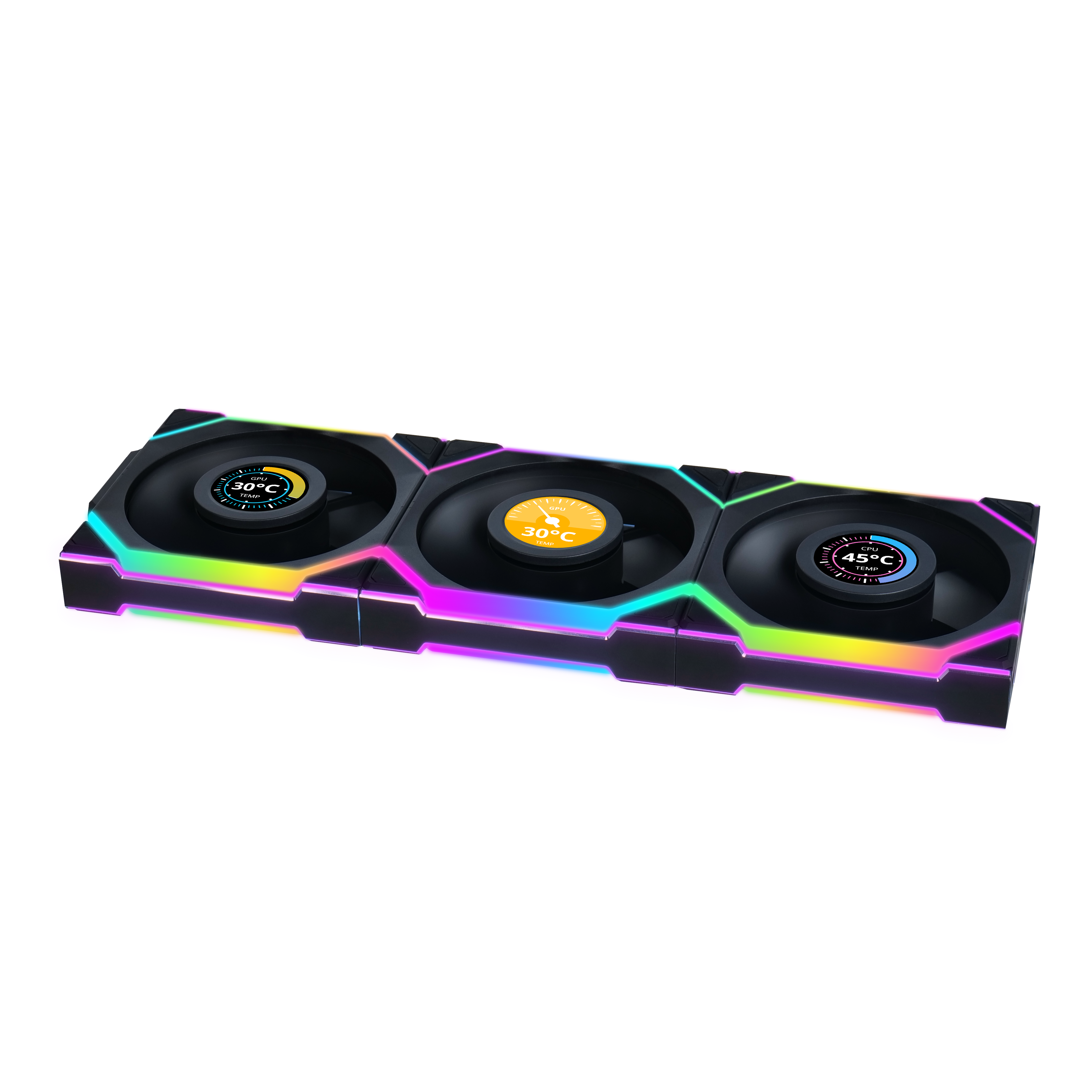 Lian Li UNI FAN SL Wireless LCD Reverse (3-pack) Black - Kabinet køler - 120mm - Sort med RGB LED lys - 29 dBA