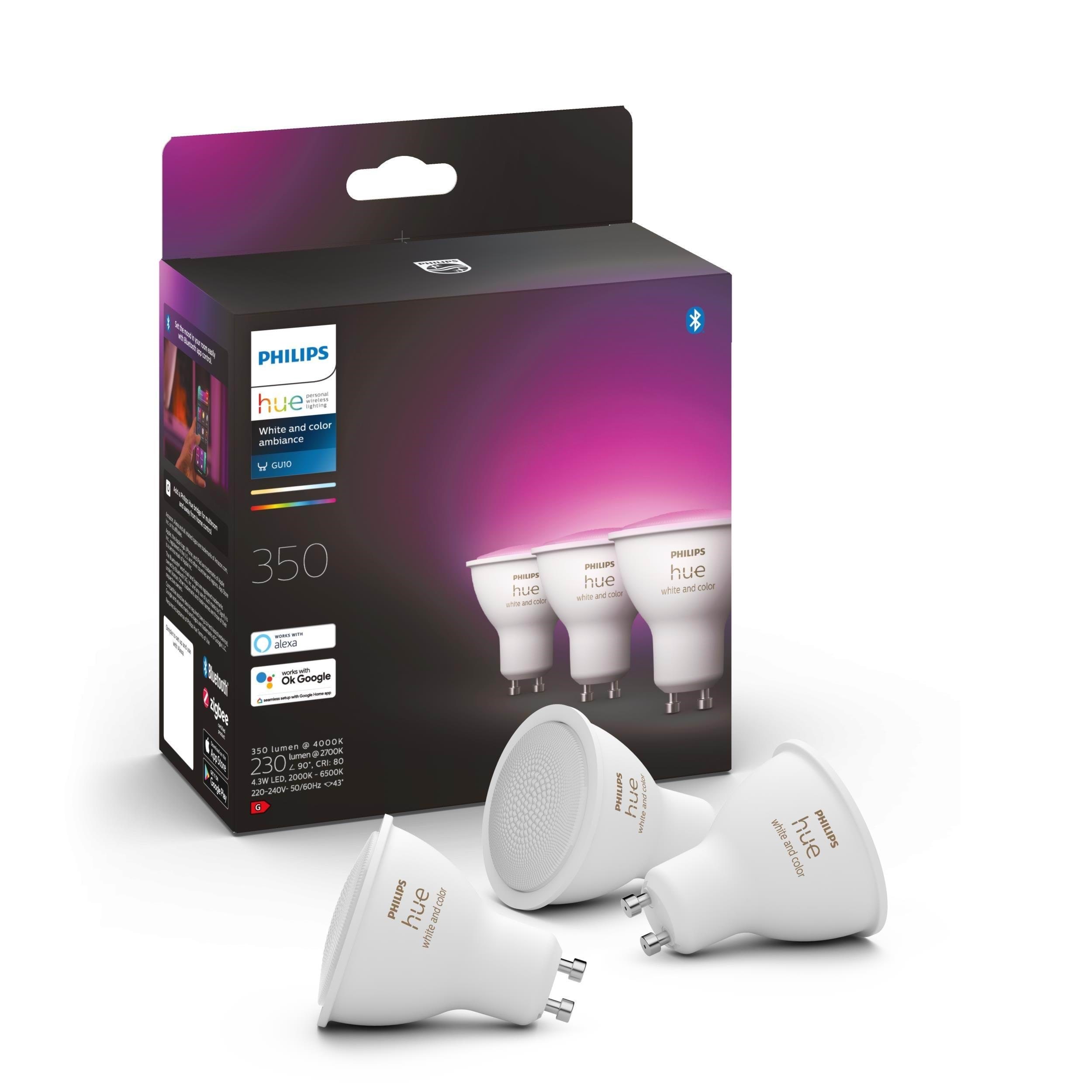 Philips Hue Color GU10 Spot, 3-Pakke Smart Home 929003666503