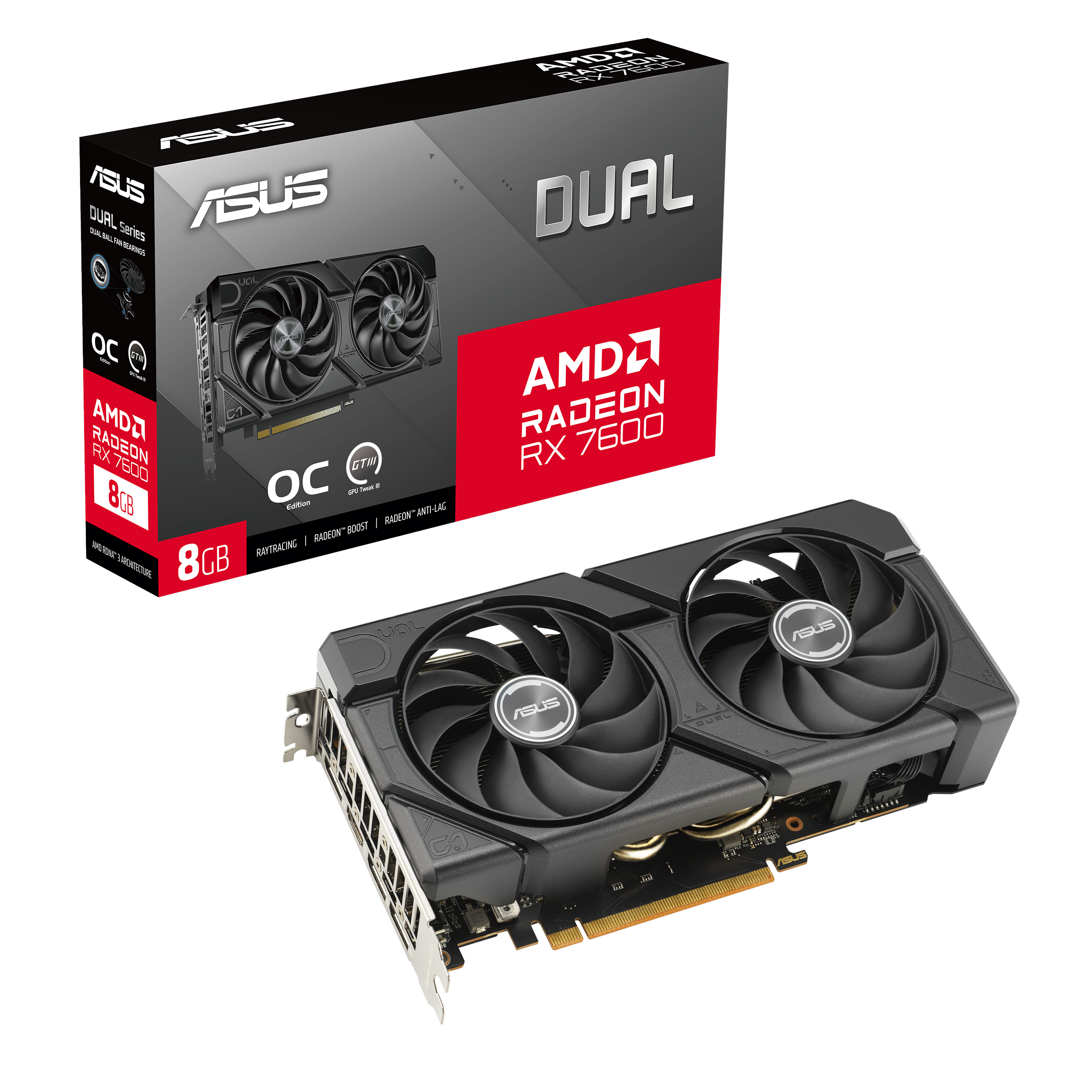 ASUS Radeon RX 7600 DUAL EVO OC - 8GB GDDR6 RAM - Grafikkort Grafikkort 90YV0LD0-M0NA00