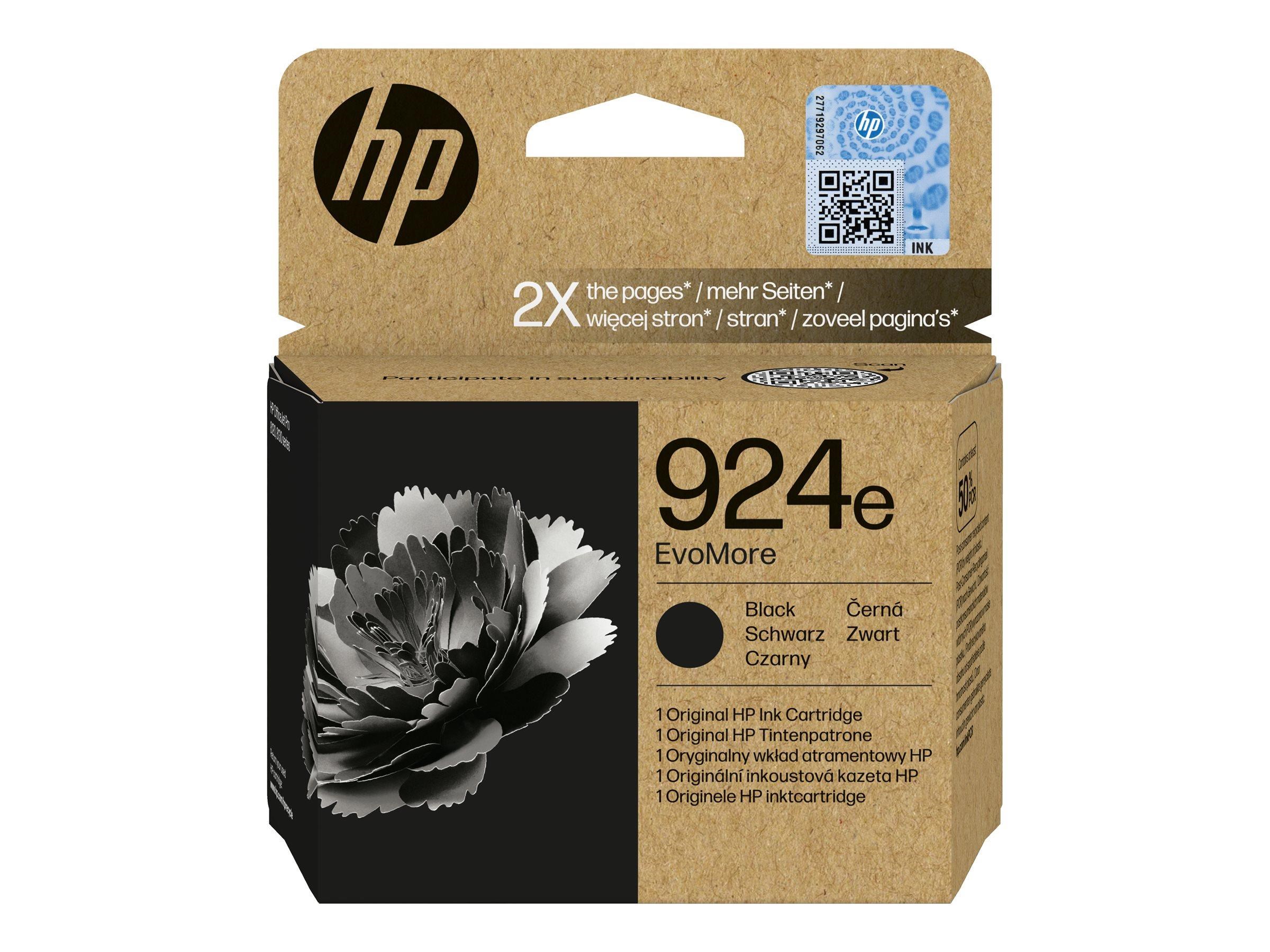 HP 924e / 4K0V0NE Black Ink Printerpatron Og Toner Sort