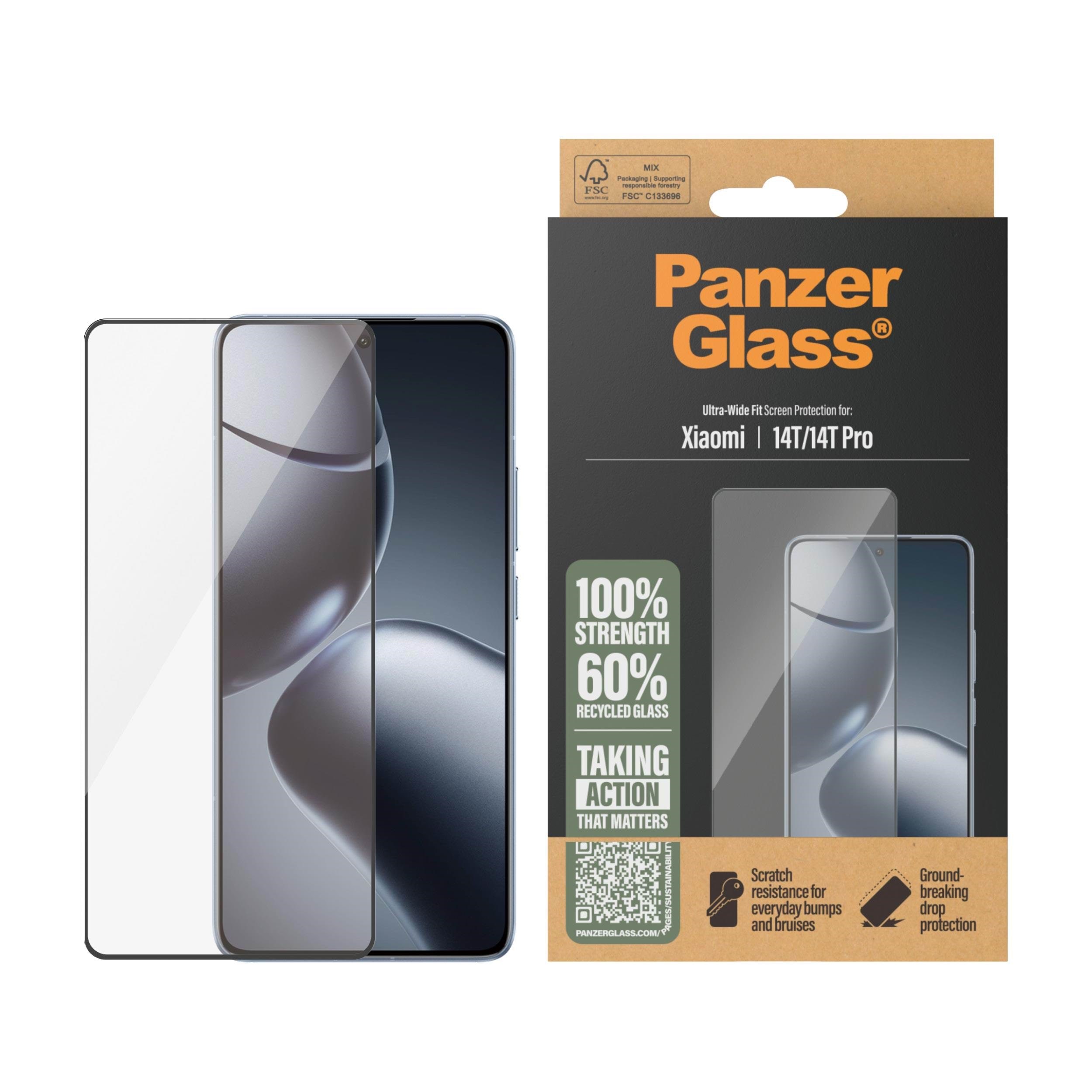 PanzerGlass Screen Protector Xiaomi 14T | 14T Pro | Ultra-Wide Fit Beskyttelsesglas PGRNUWFG58319