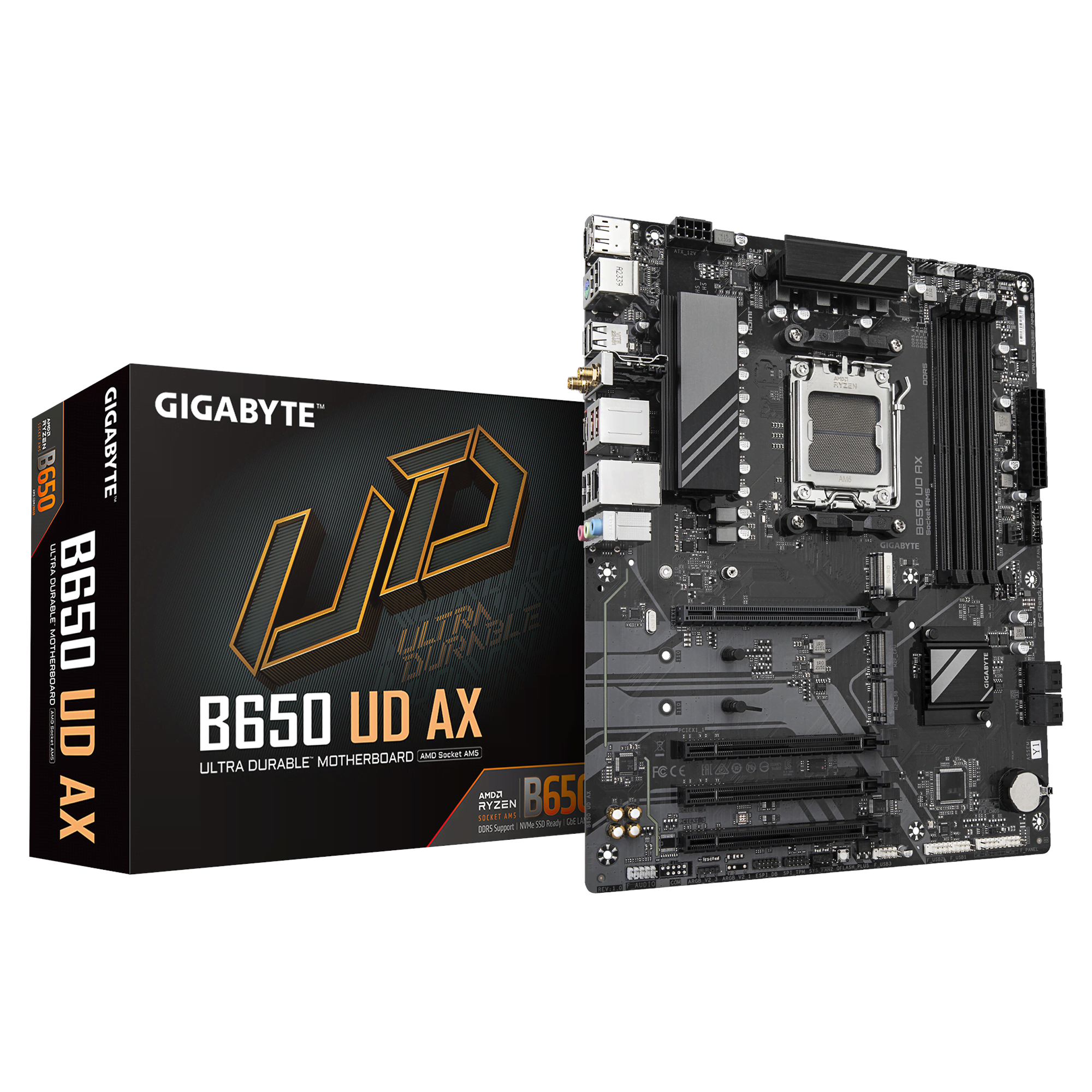 GIGABYTE B650 UD AX Bundkort - AMD B650 - AMD AM5 - DDR5 RAM - ATX Bundkort