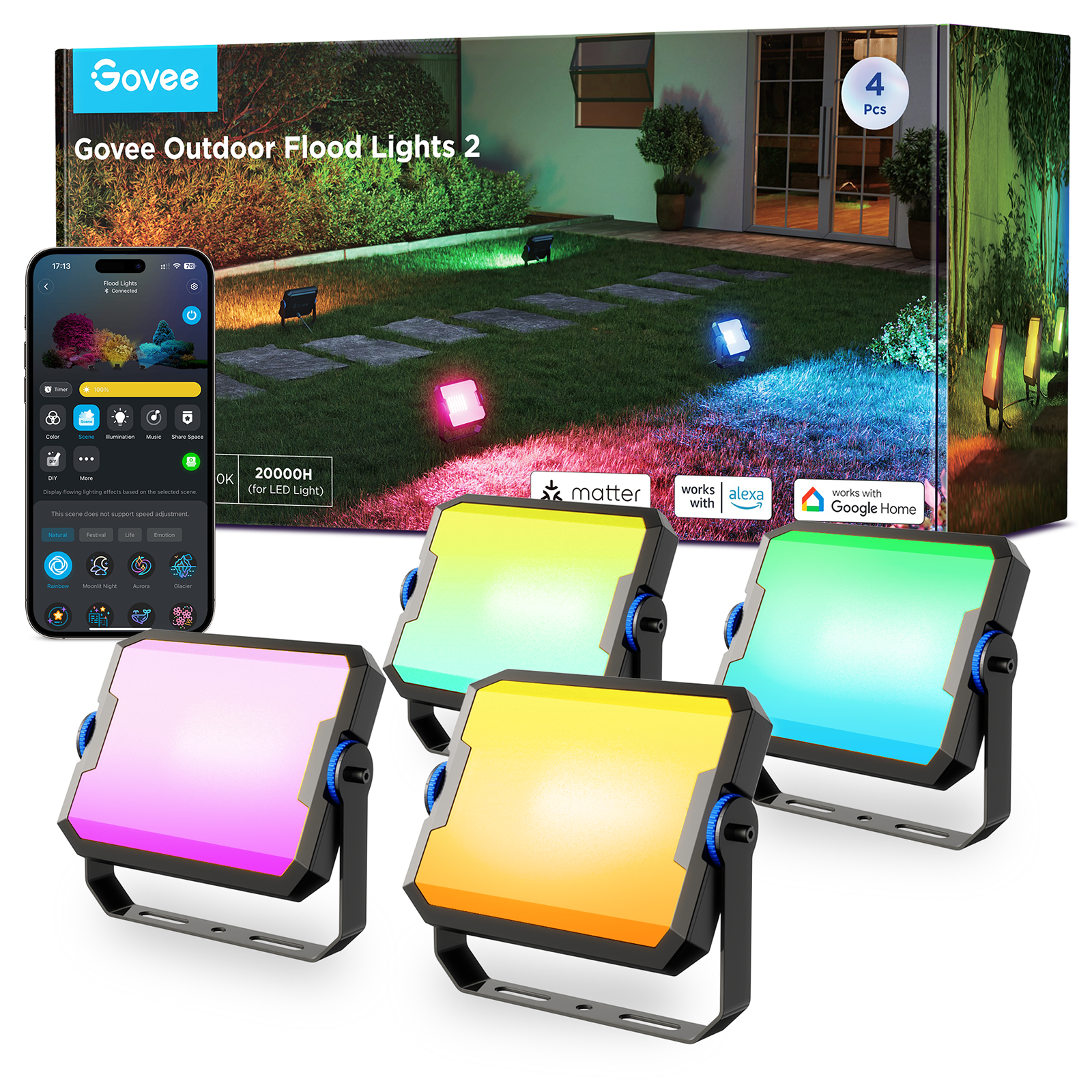 Govee Outdoor Flood Lights 2 (4-Pack) Smart Home H8057C11