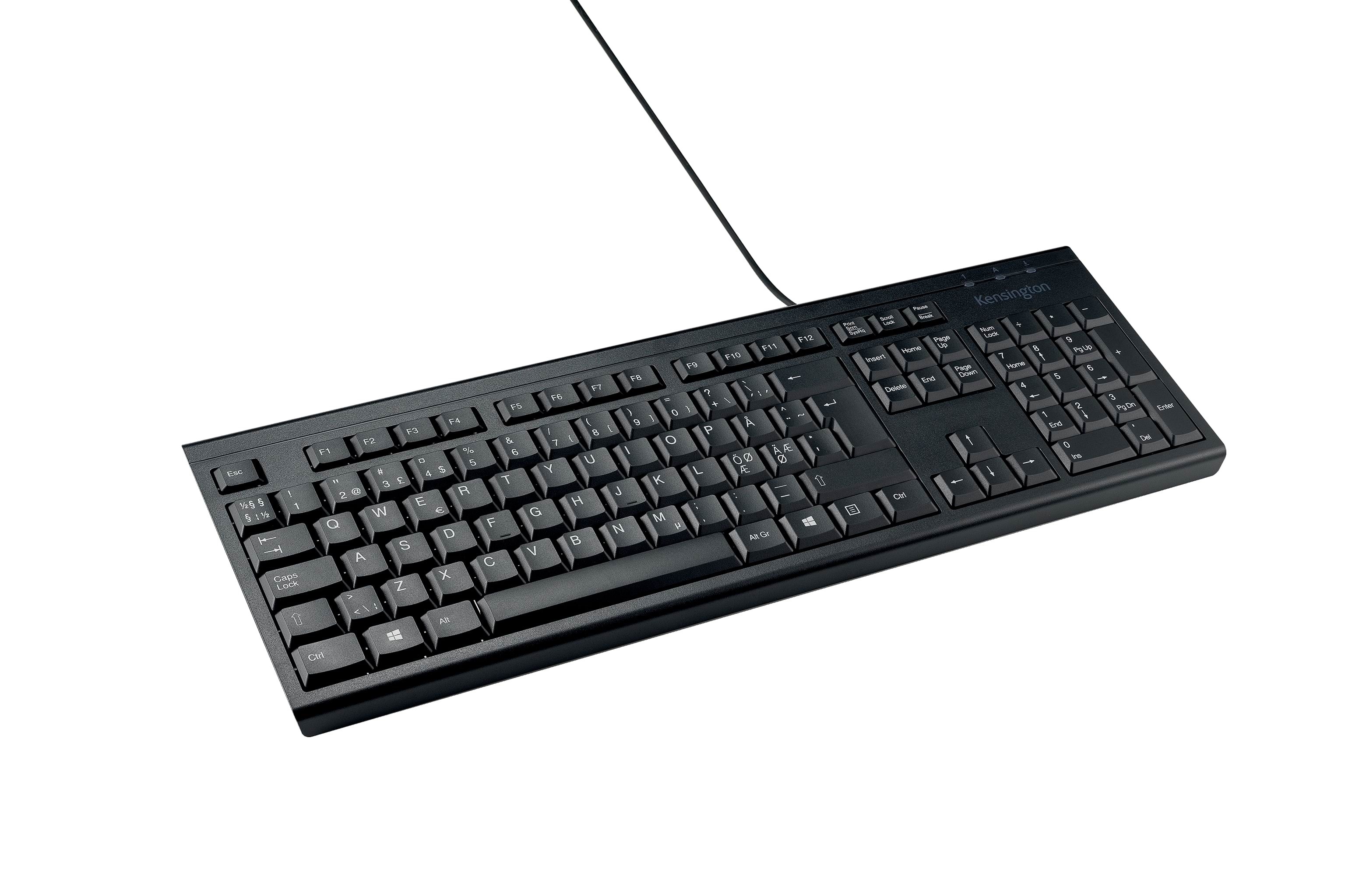 Kensington KB100 EQ tastatur i fuld størrelse med ledning - Tastatur - Nordisk - Sort
