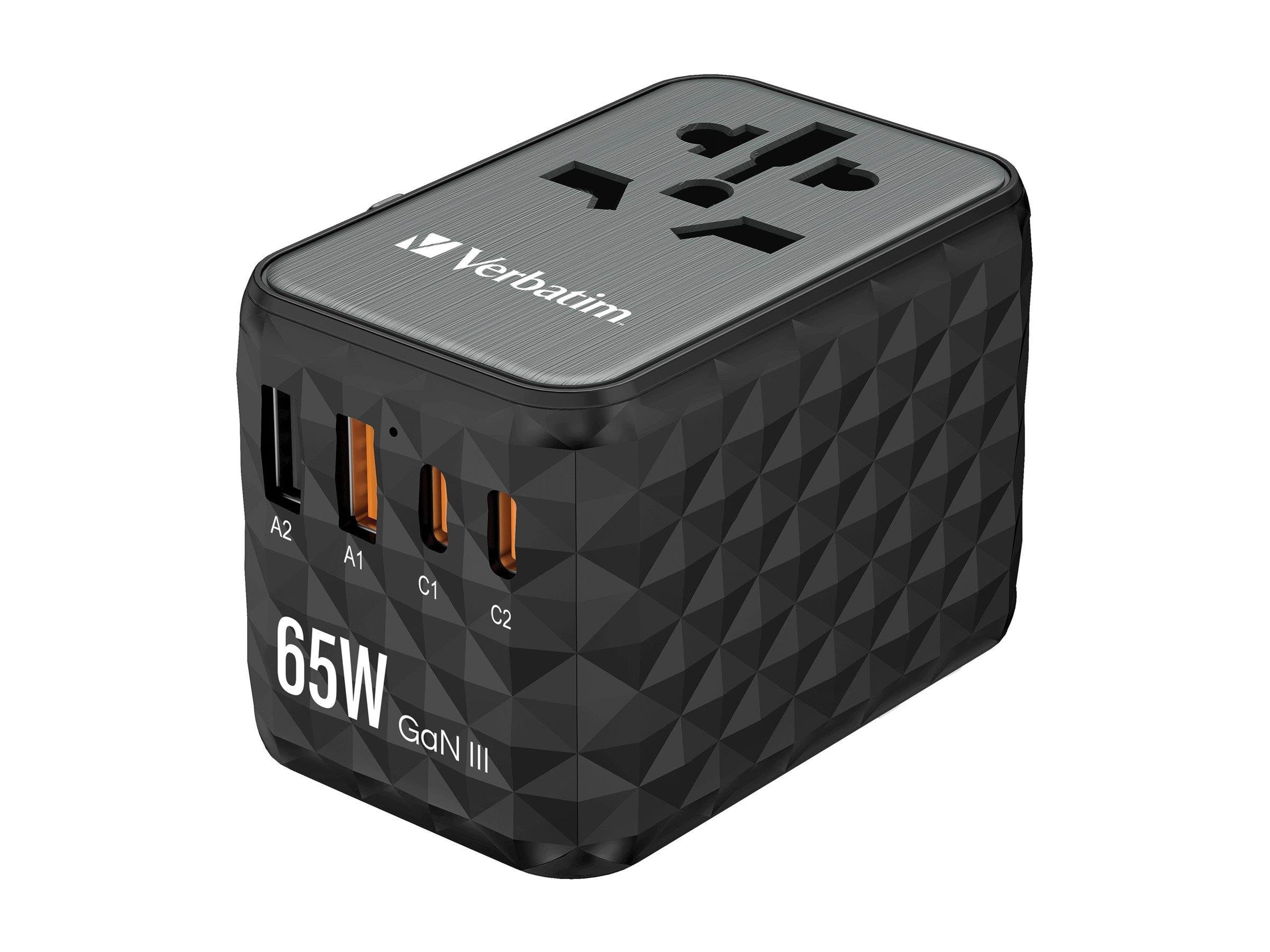 Verbatim UTA-05 Gan III Universal Travel Adapter 65W - 2x USB-C 2x USB-A