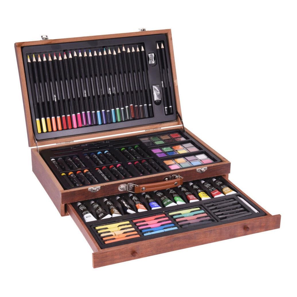 Artist & Co Painting and Drawing Set in Wooden Case 112 pcs. Kreativt Legetøj 114200020