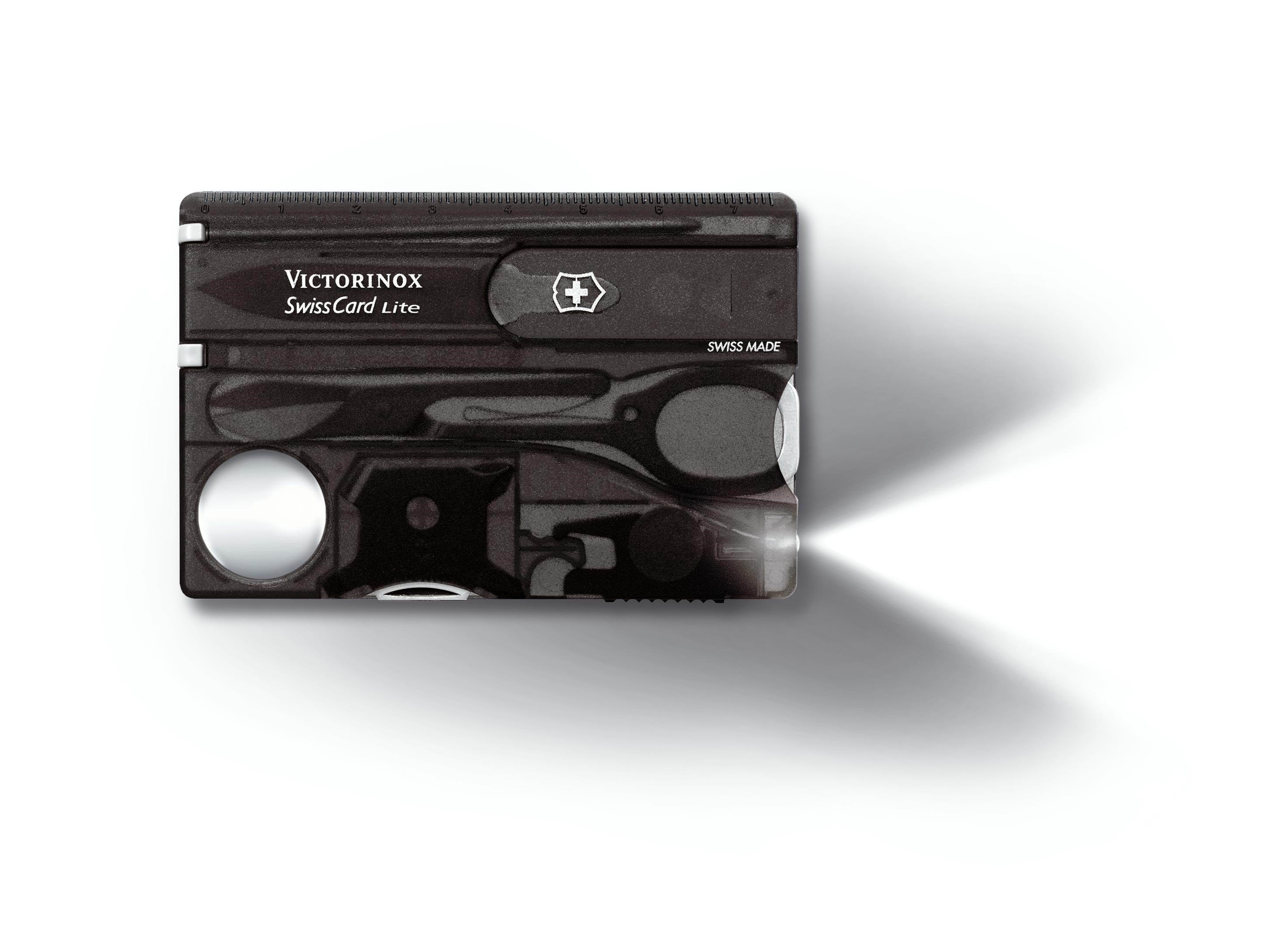 Victorinox Swiss Card Lite - 13 Function Swisscard - White LED Light Skrivebordstilbehør Sort 0.7333.T3