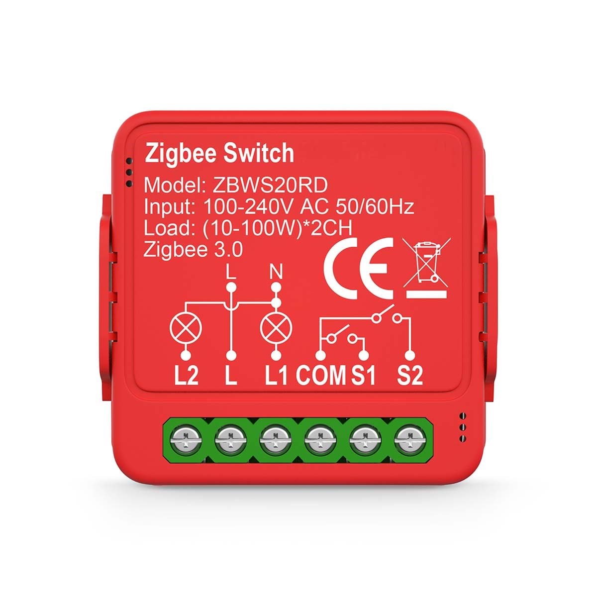 Nedis SmartLife Afbryder Zigbee 3.0, 2x100W Smart Home ZBWS20RD