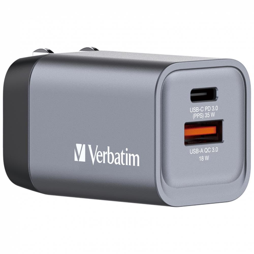 Verbatim power adapter - GaN - 24 pin USB-C USB - 35 Watt Mobil Oplader 32200