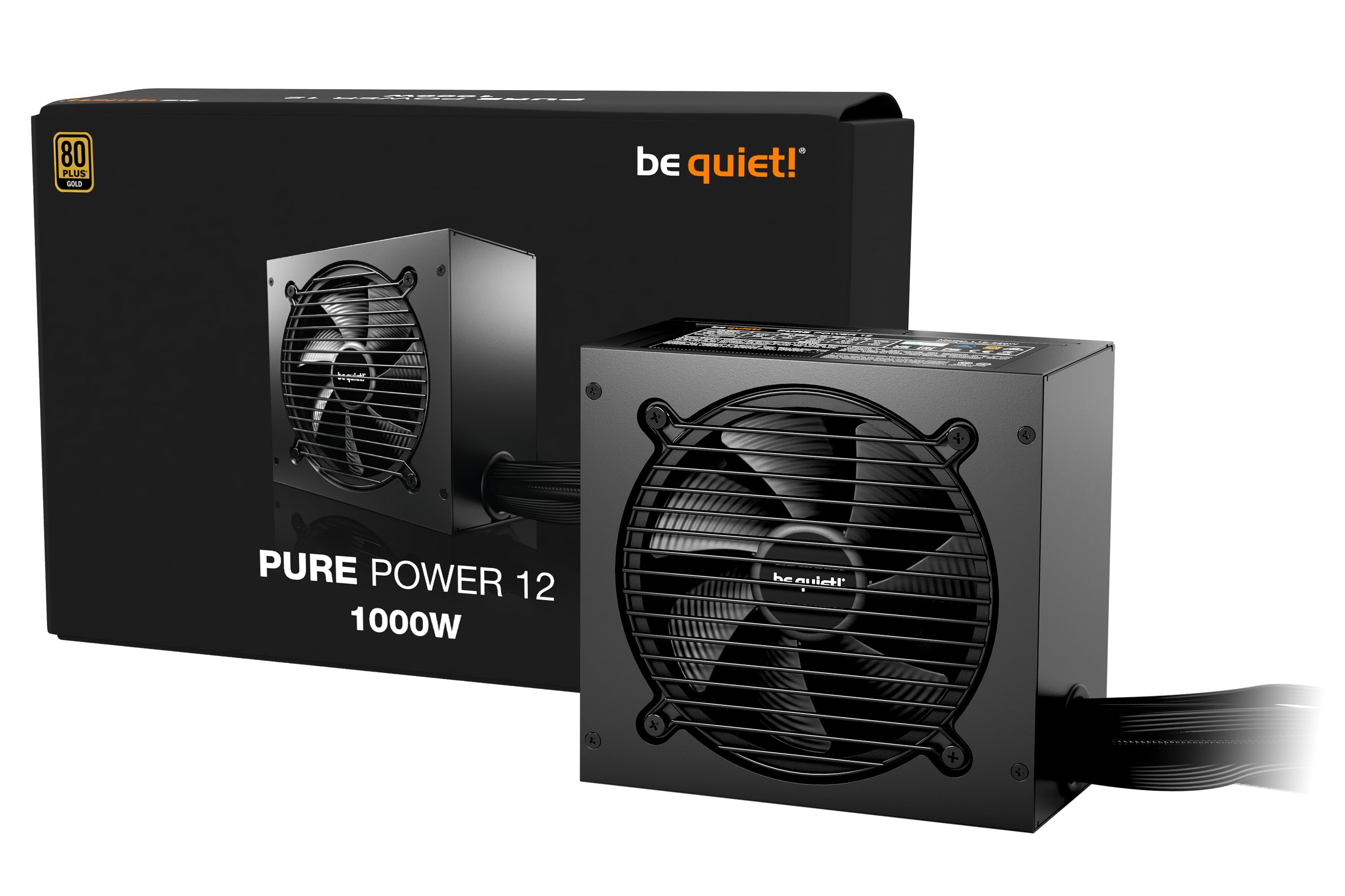 be quiet! PURE POWER 12 1000W Strømforsyning - 1000 Watt - 120 mm - ATX 3.1 - 80 Plus Gold certified Strømforsyning Sort BP005EU