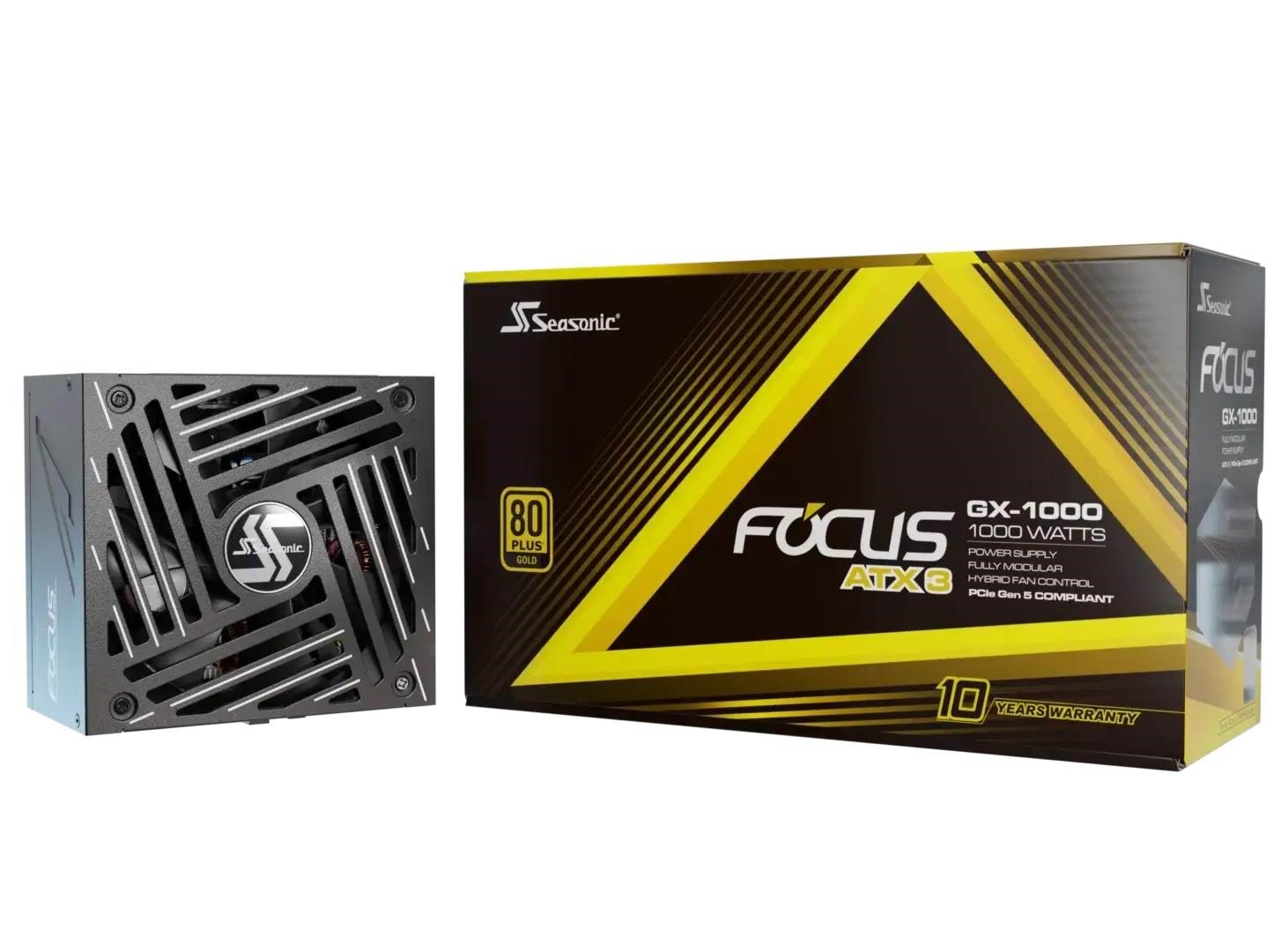 Seasonic FOCUS GX-1000 Strømforsyning - 1000 Watt - 135 mm - ATX 3.1 - 80 Plus Gold certified Strømforsyning Sort FOCUS-GX-1000-V4