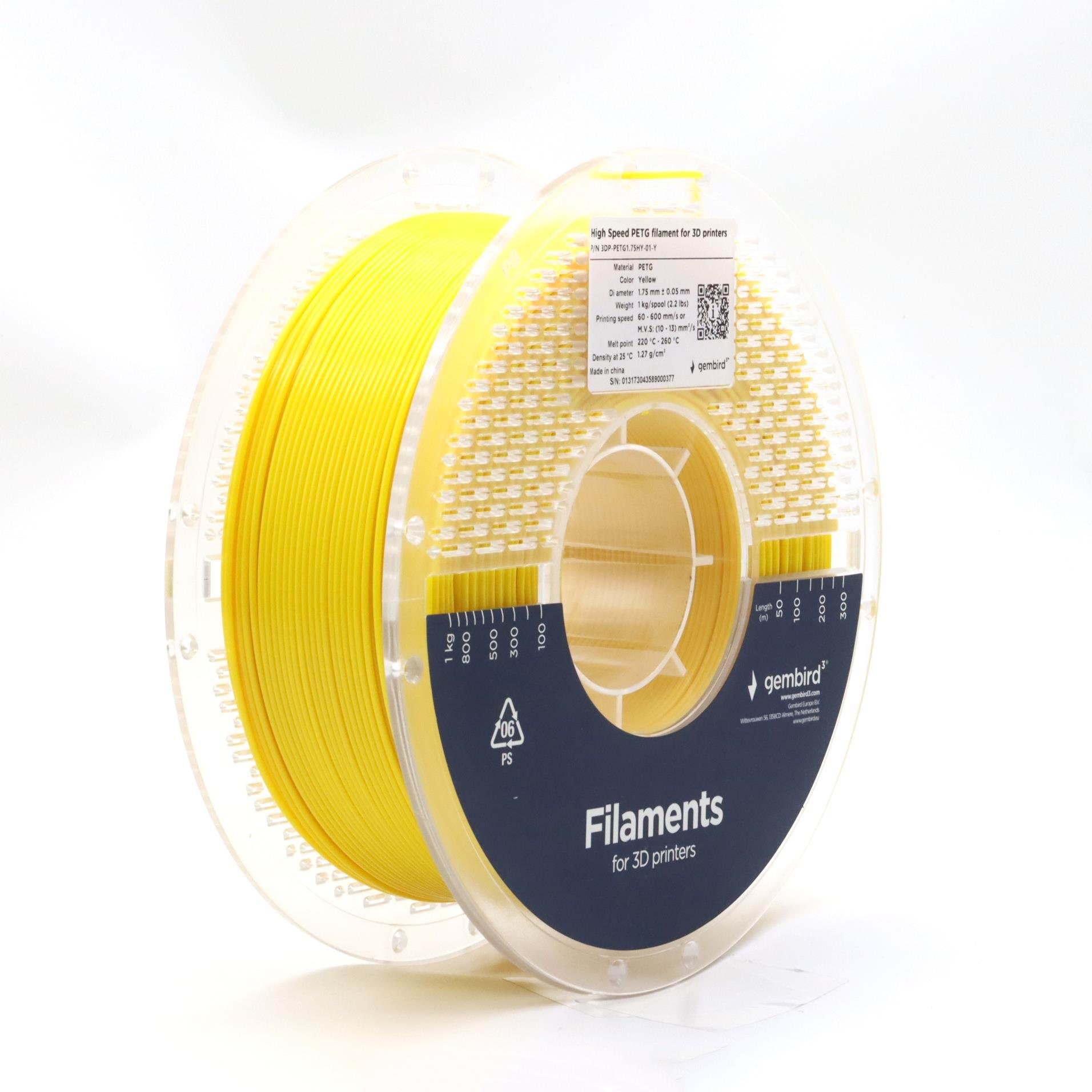 Gembird High Speed PETG (PET, PETT) - Gul - 1.75mm ø - 1 kg 3d Filament 3DP-PETG1.75HY-01-Y