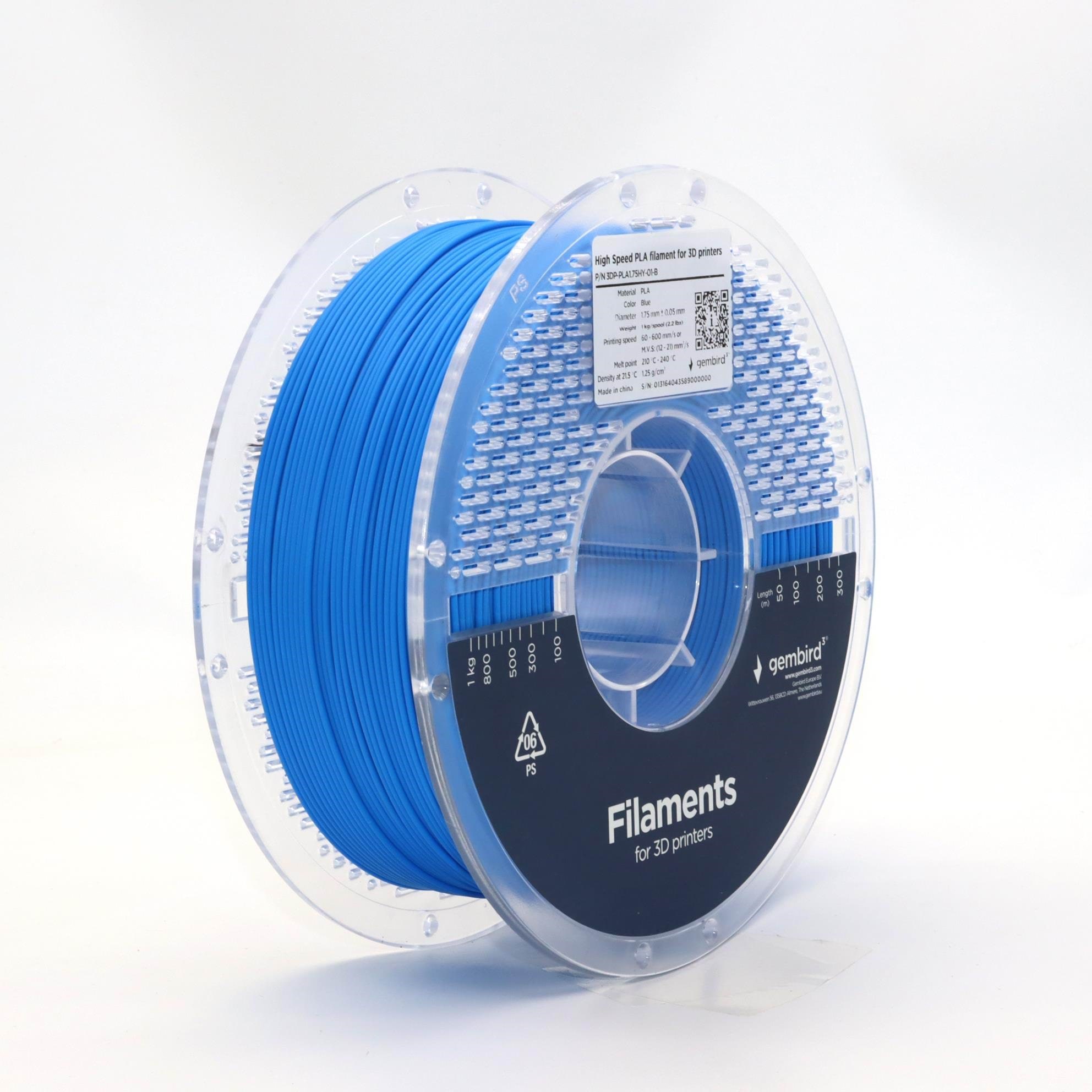 Gembird High Speed PLA filament - Blå - 1.75mm ø - 1 kg 3d Filament 3DP-PLA1.75HY-01-B