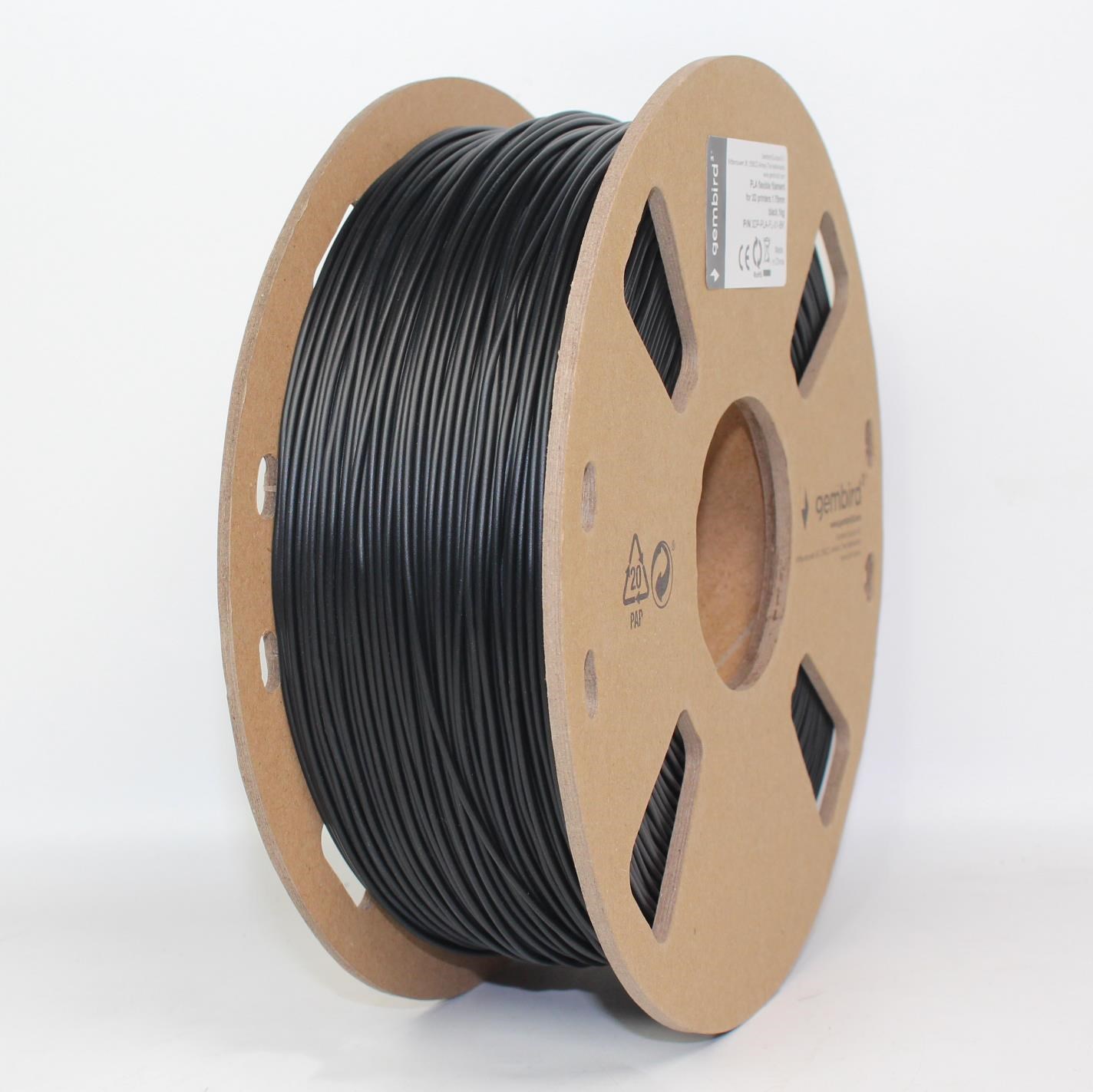 Gembird PLA-FL Filament - Sort - 1.75mm ø - 1 kg