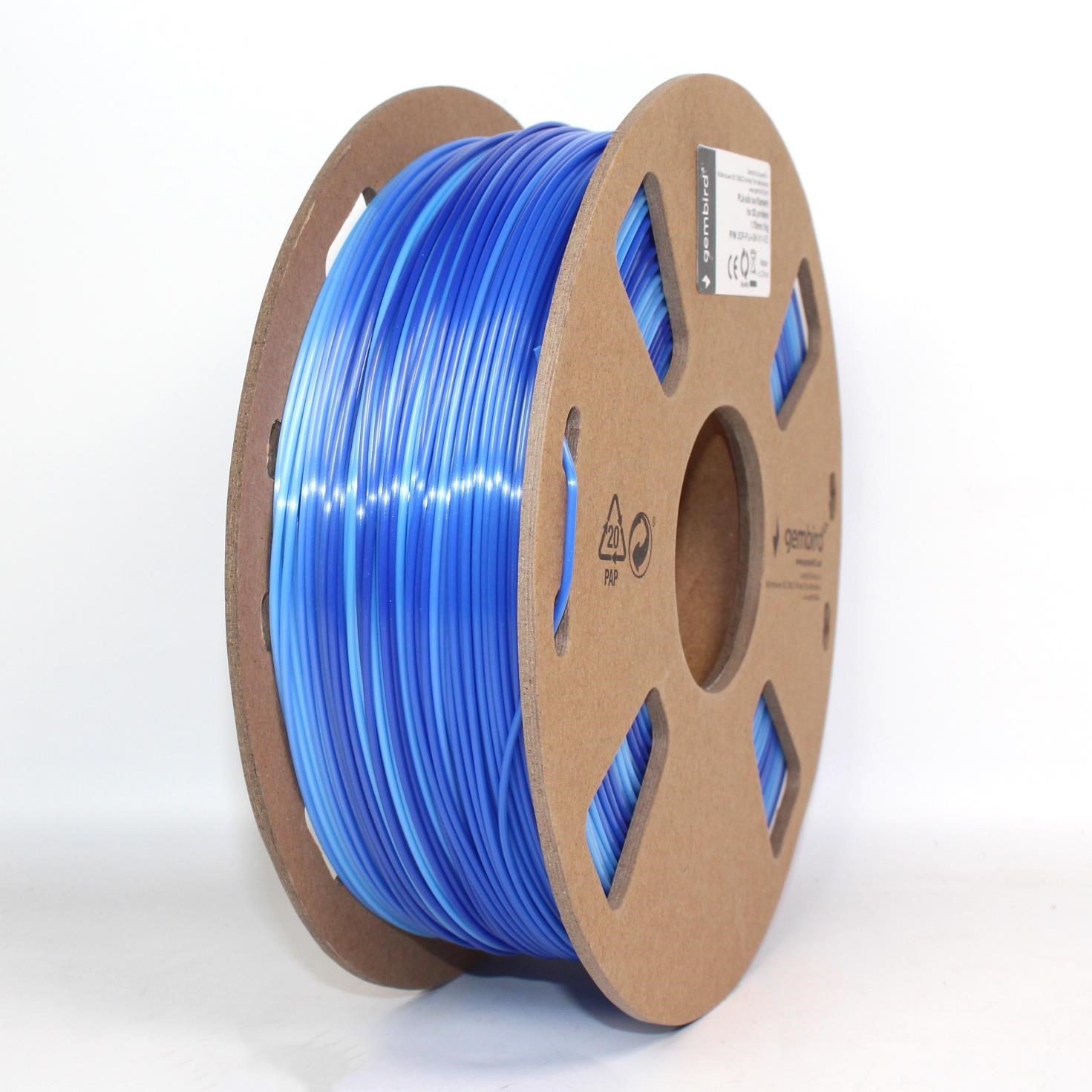 Gembird Silk PLA filament - Isblå - 1.75mm ø - 1 kg