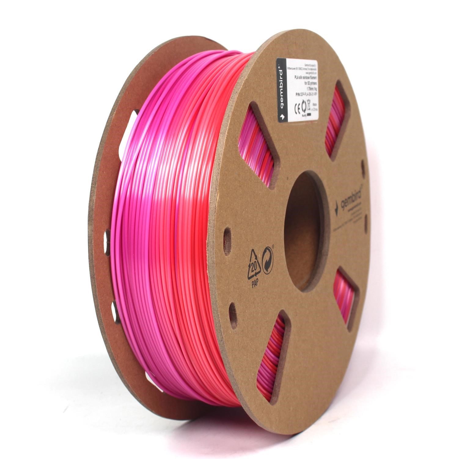 Gembird Silk PLA filament - Purple to red - 1.75mm ø - 1 kg 3d Filament 3DP-PLA-SK-01-RP