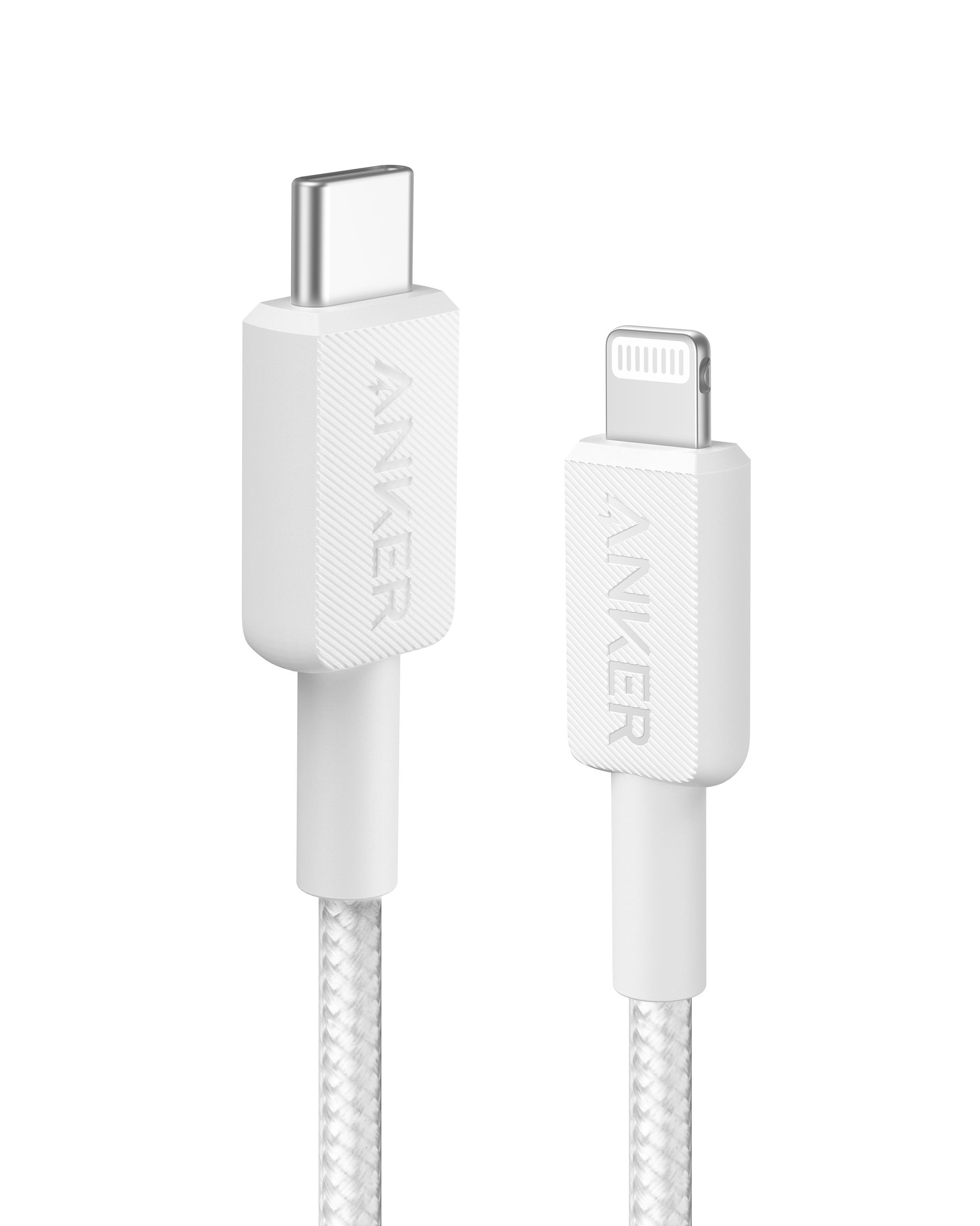 Anker 322 USB-C to Lightning Cable (0.9m Braided) - White Usb Kabel Hvid A81B5G21