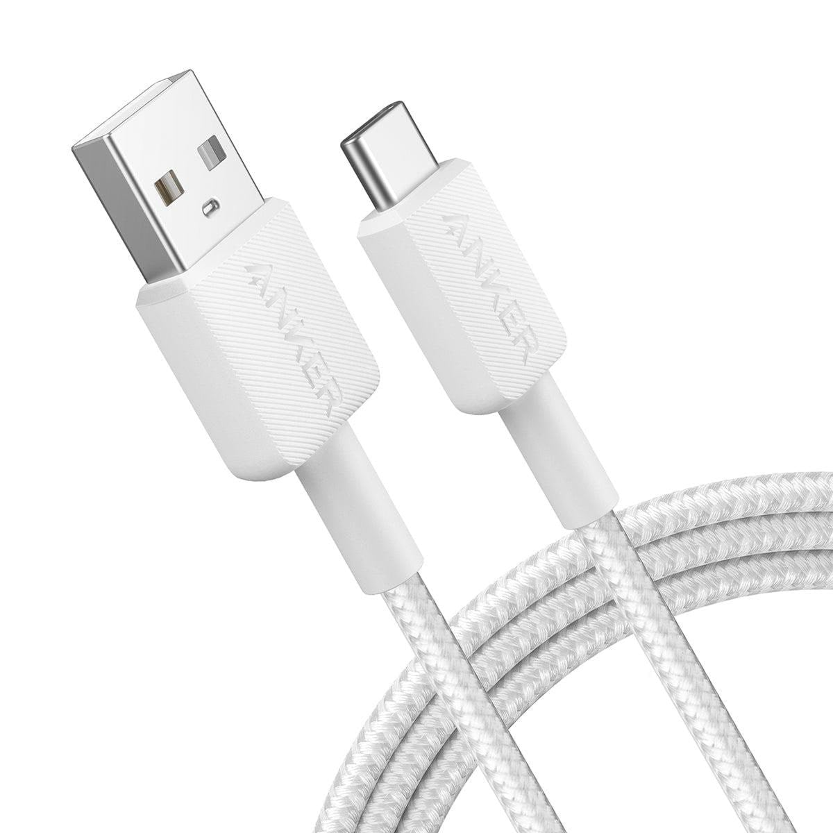Anker 322 USB-A to USB-C Cable (1.8m Braided) - White Usb Kabel Hvid A81H6G21