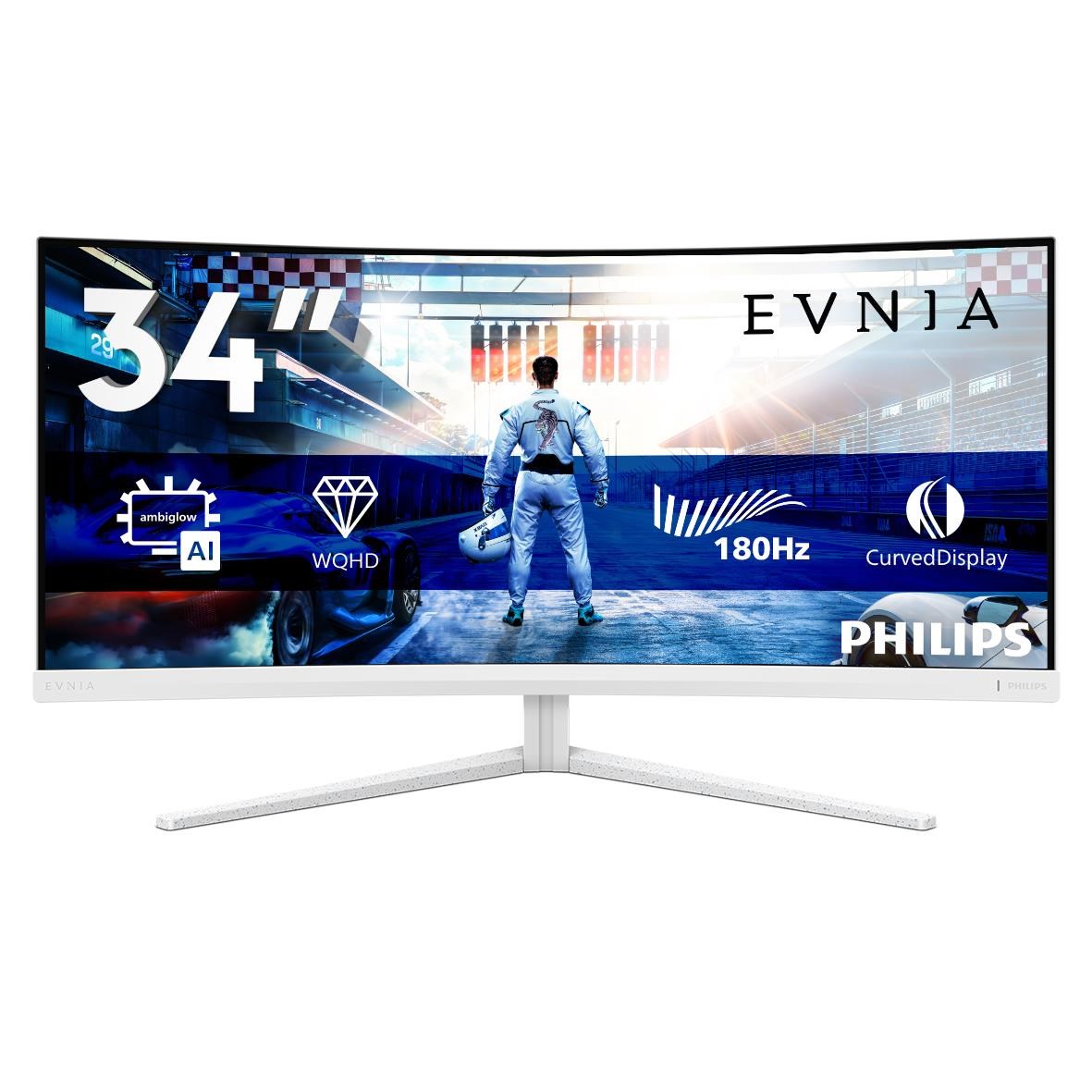 34" Philips Evnia 5000 34M2C5501A - 3440x1400 - 180Hz - VA Computerskærm White 34M2C5501A/00