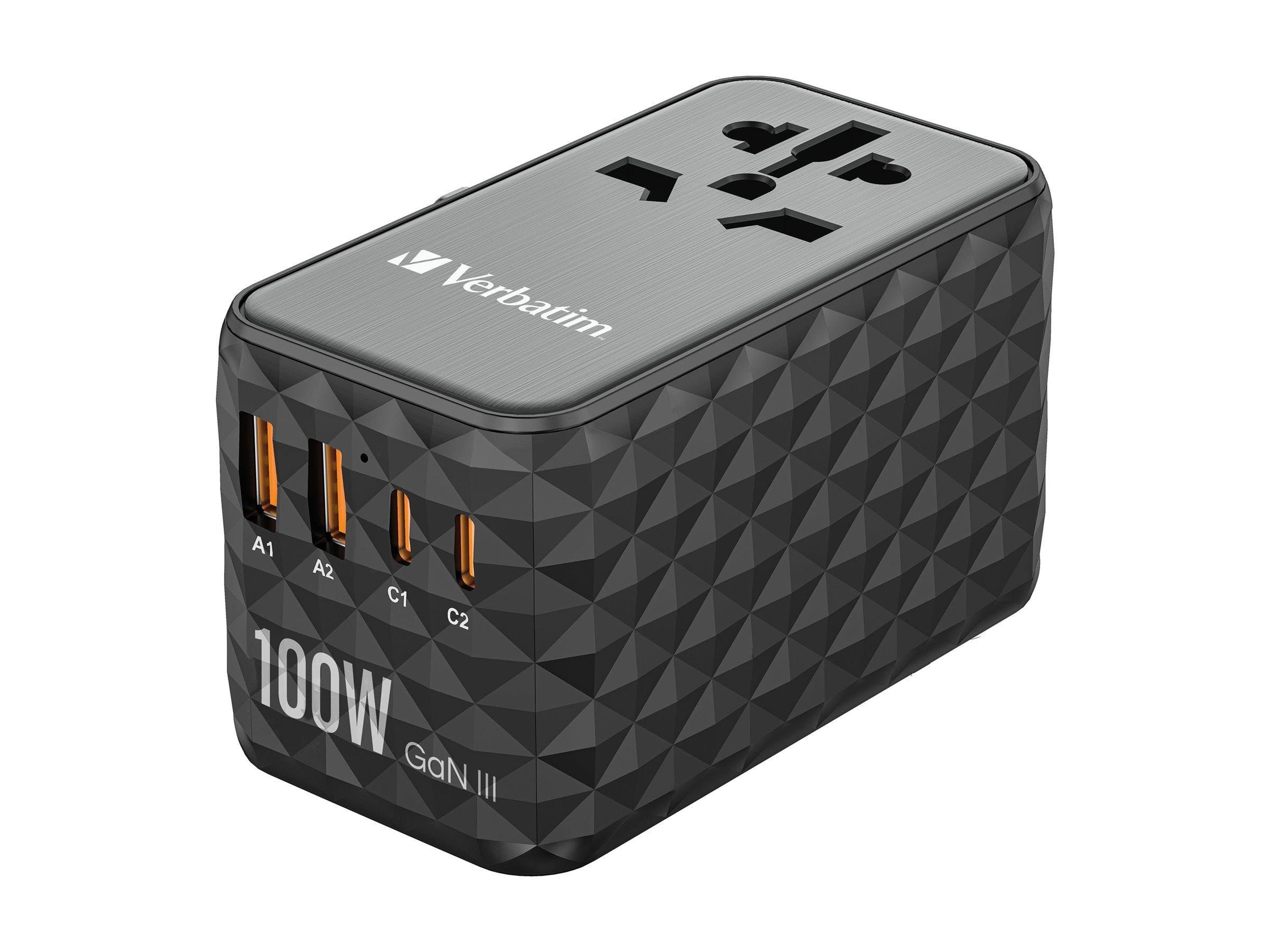 Verbatim UTA-06 Power Adapter - GaN III Universal - 2 x USB 2 x USB-C - 100 Watt