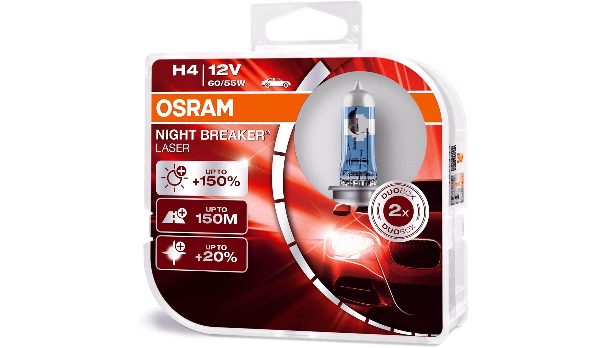 Osram Halogenpære H4 / 12V 60/55W Night Breaker Laser Lyskilde 64193NL-HCB