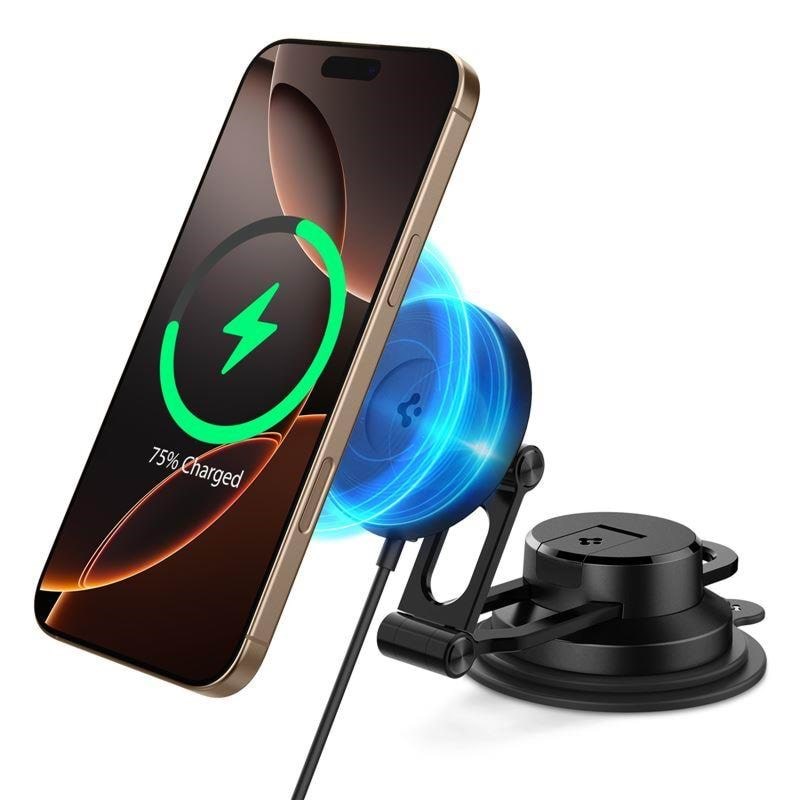 Spigen OneTap Pro 4 MagSafe Car Mount Charger - black - Wireless / Dashboard / Windshield Mobil Oplader ACP08544