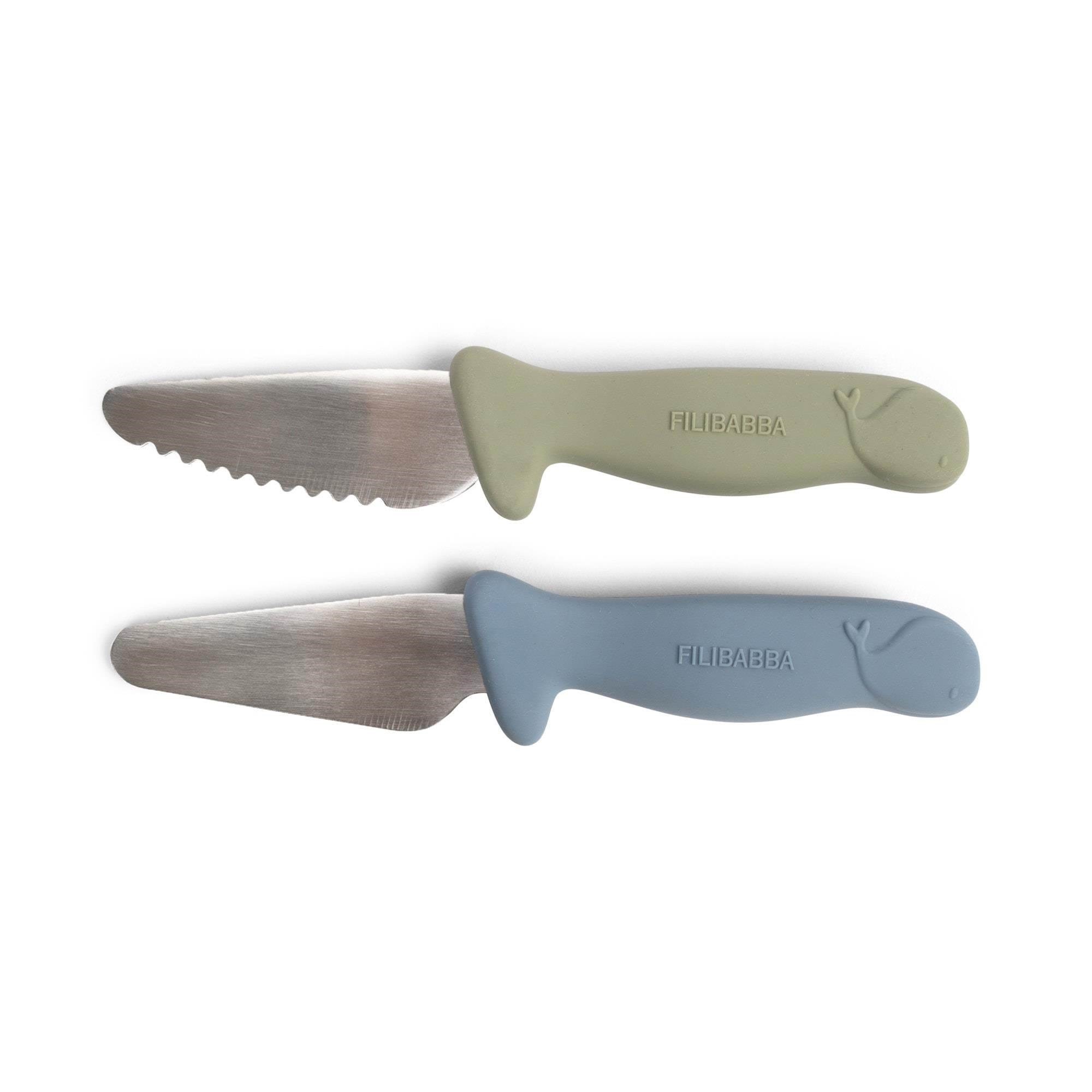 Filibabba Knivsæt til børn - 2-pak - Powder Blue + Green Babyudstyr FI-03337