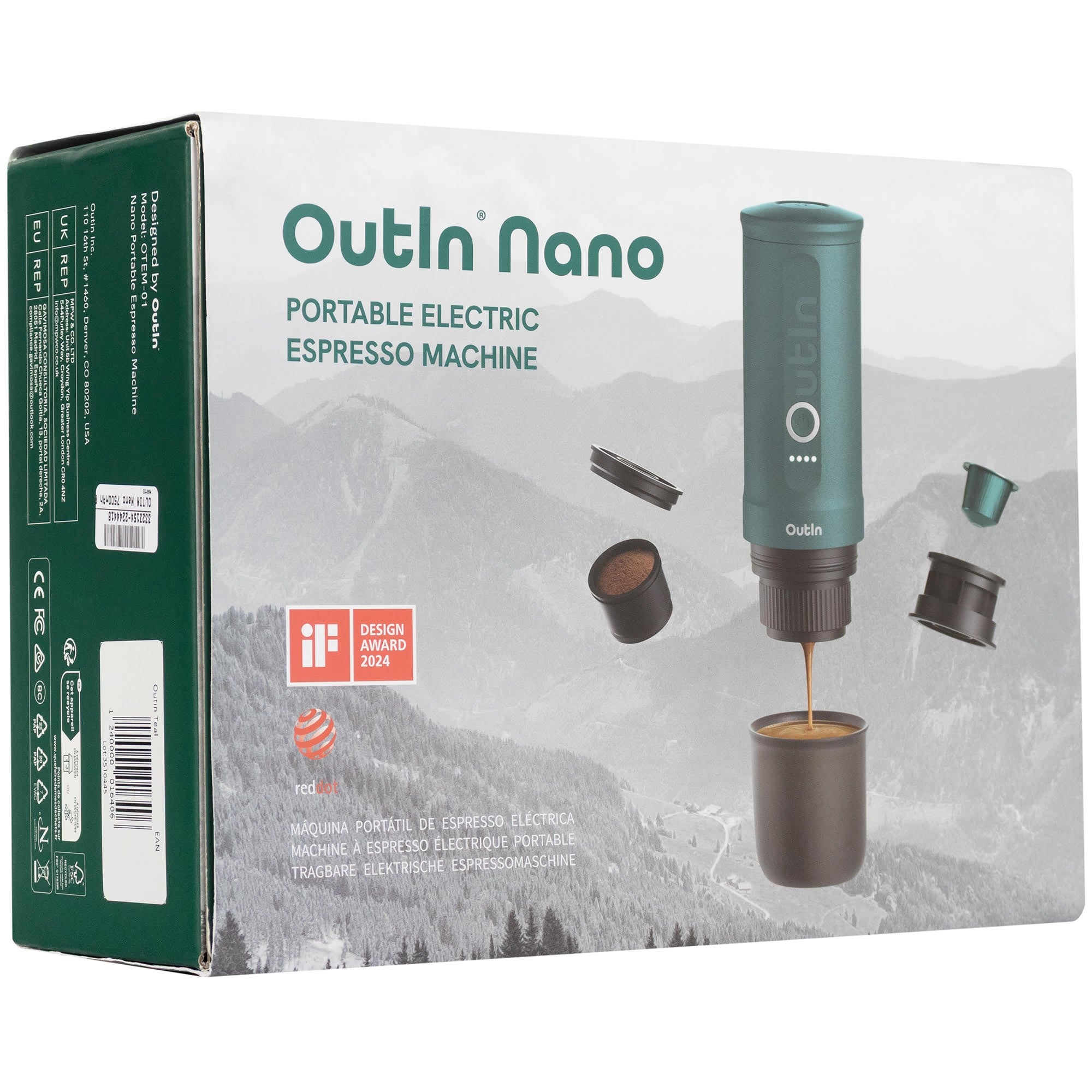 OUTIN Nano 7500mAh Portable Coffee Maker (Turquoise) Kaffemaskine Blå A000003